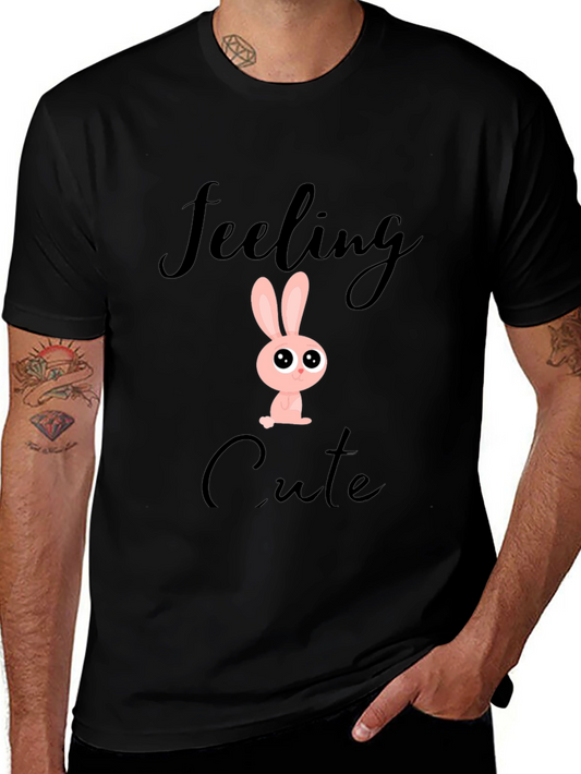 Feeling Cute Bunny Graphic Black T-Shirt