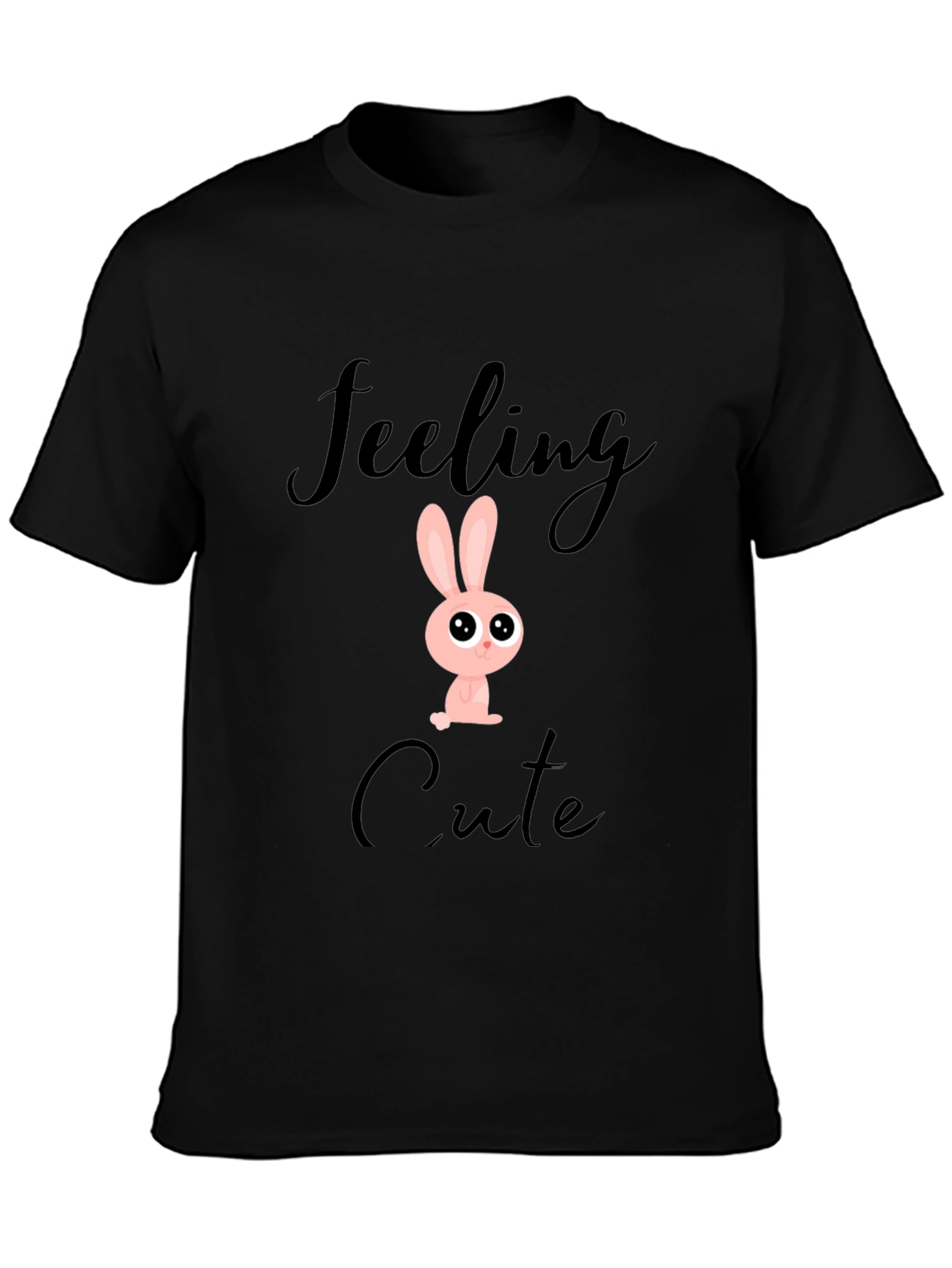 Feeling Cute Bunny Graphic Black T-Shirt