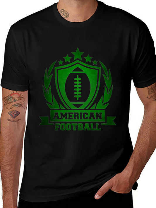 American Football Graphic Tee - Black Cotton T-Shirt