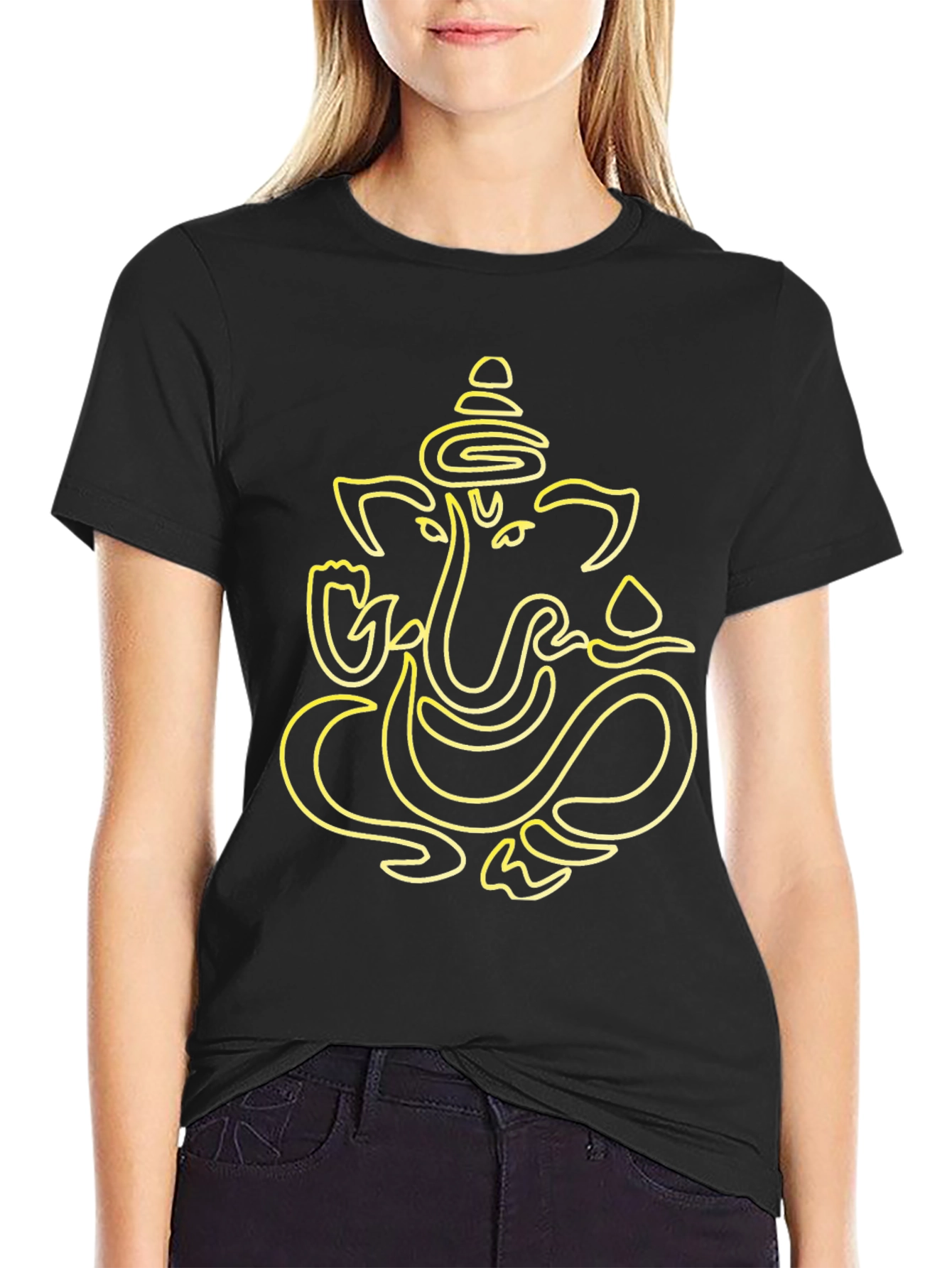 Ganesha Graphic Tee - Stylish Black Cotton T-Shirt