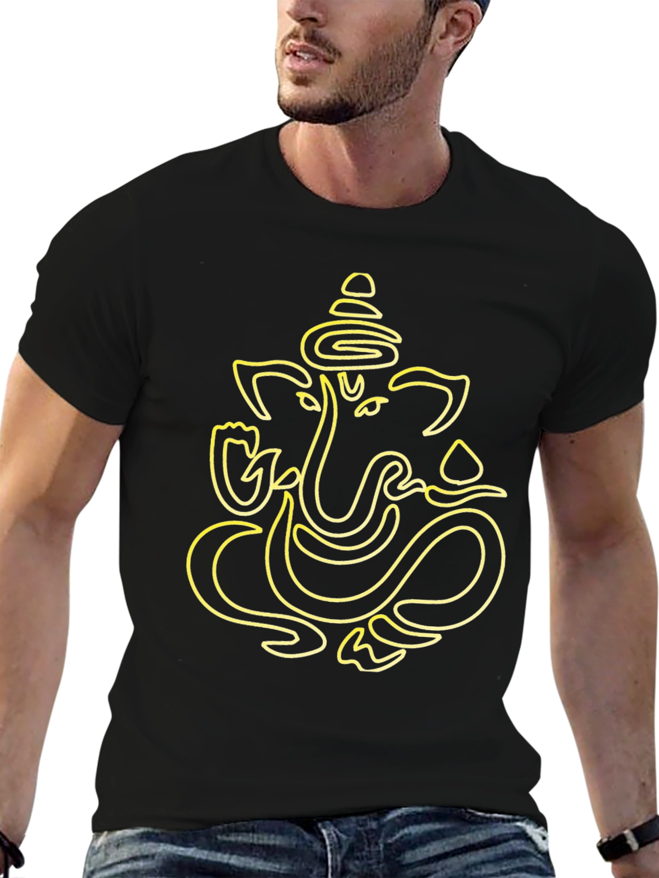 Ganesha Graphic Tee - Stylish Black Cotton T-Shirt