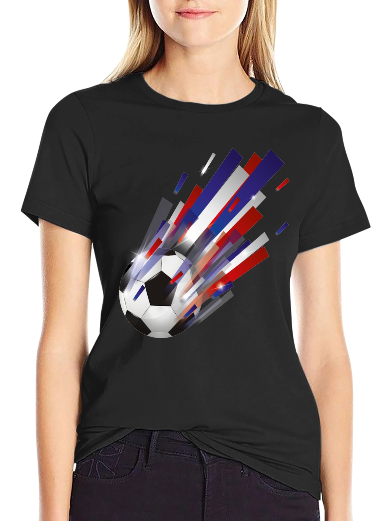 Mens Black Soccer Ball Graphic Tee