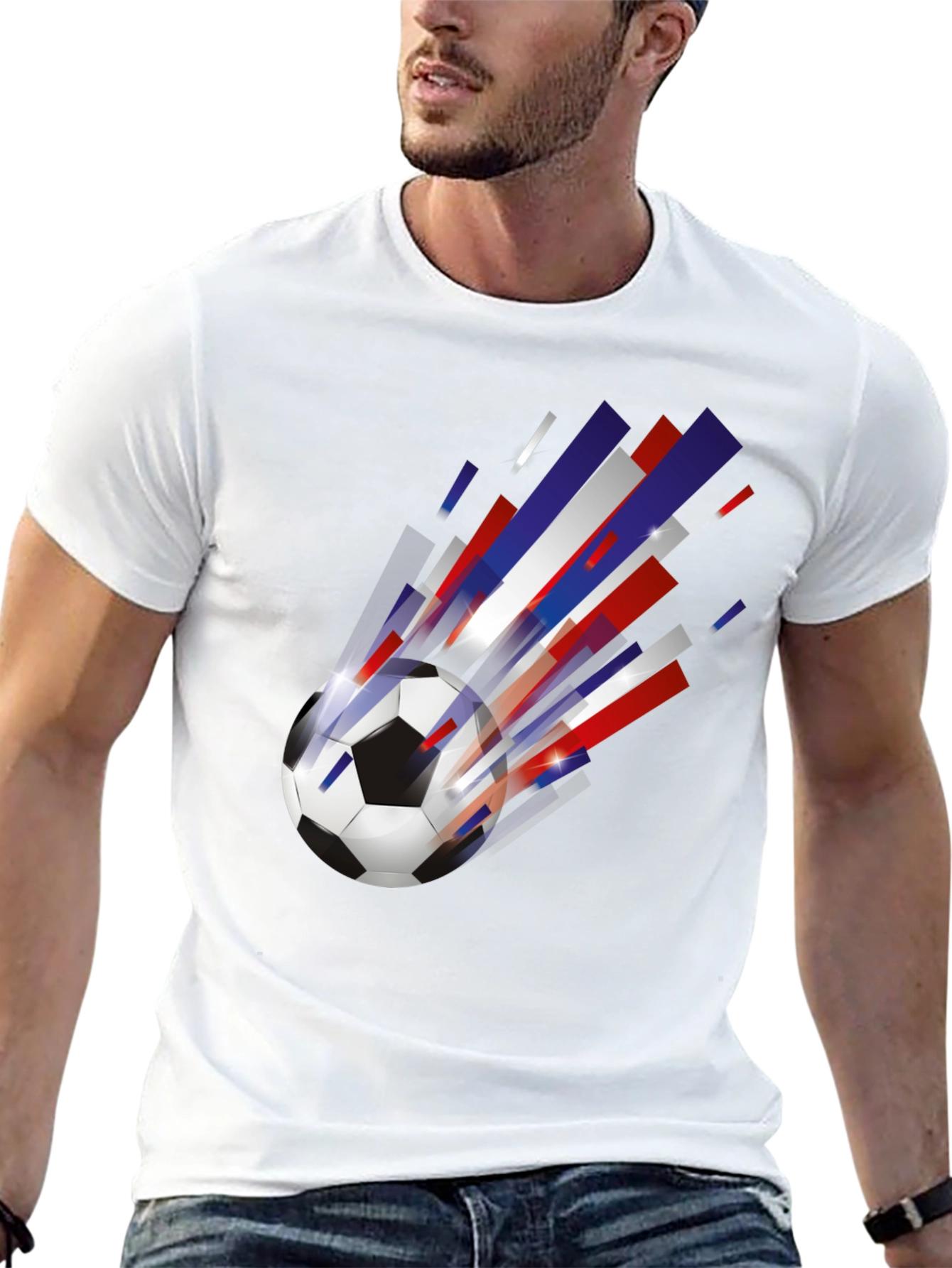 Mens Black Soccer Ball Graphic Tee