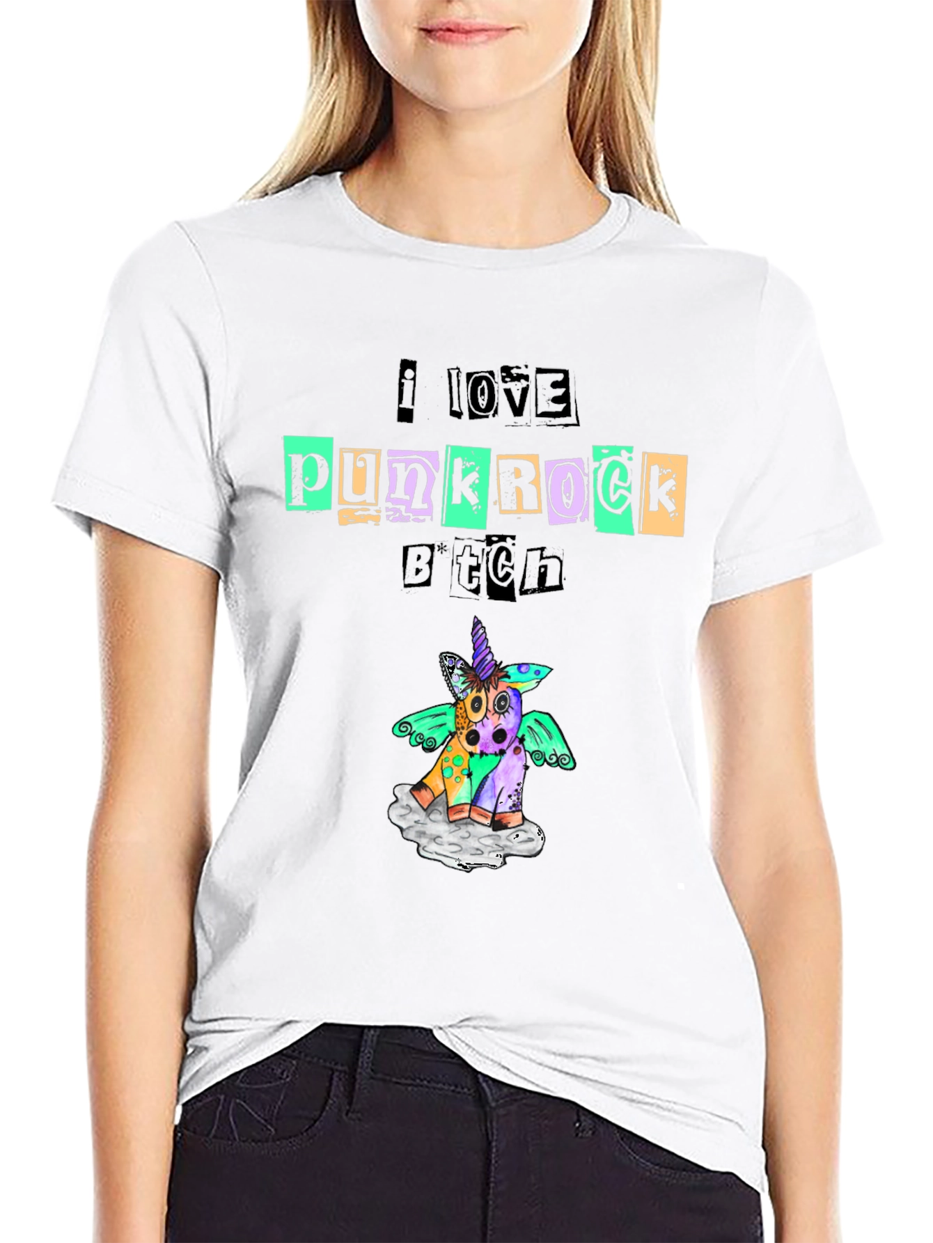 Punk Rock Unicorn Black Graphic Tee