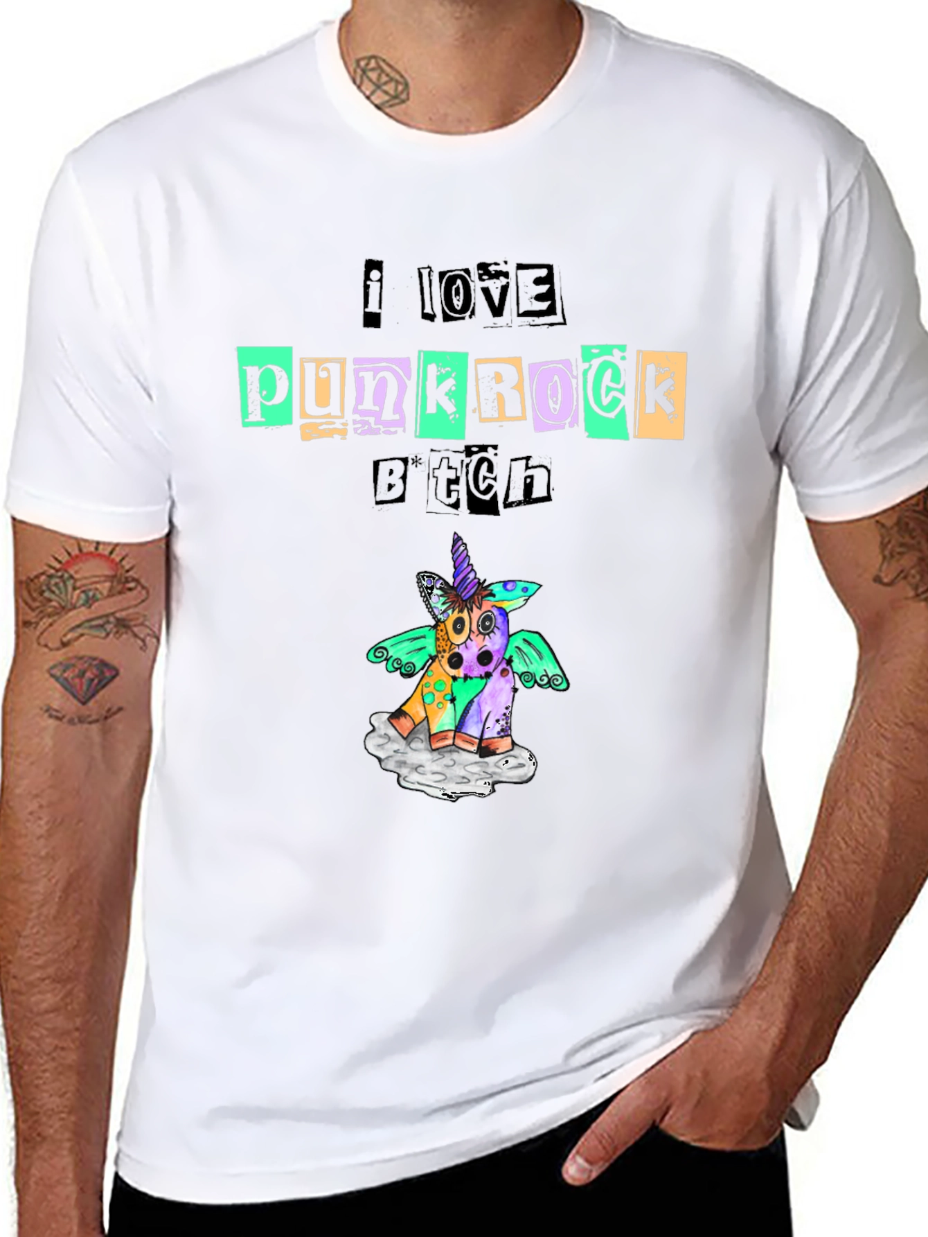 Punk Rock Unicorn Black Graphic Tee