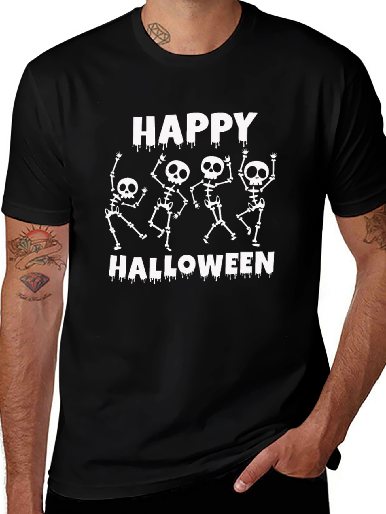 Happy Halloween Skeleton Graphic T-Shirt