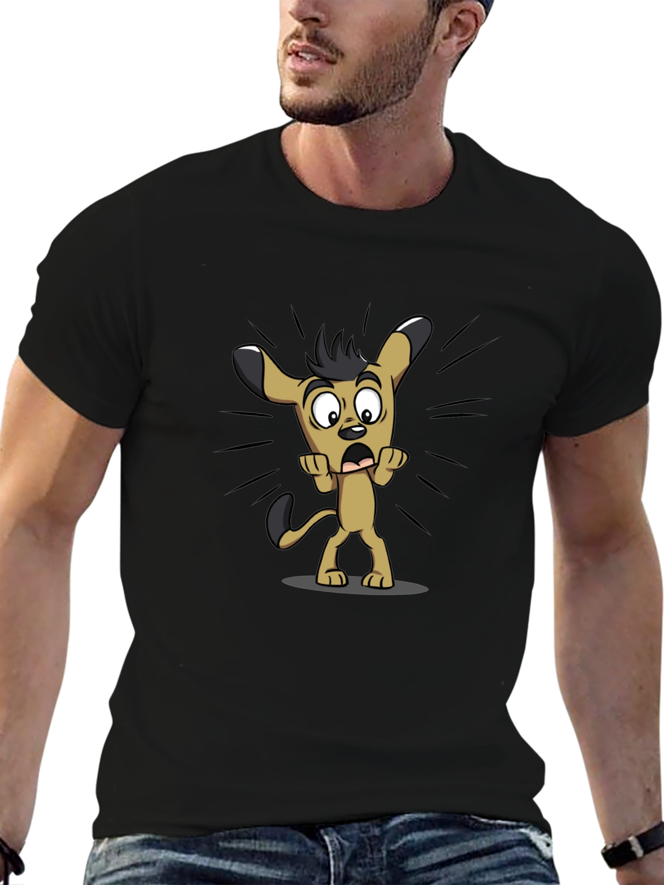 Cartoon Dog Black T-Shirt