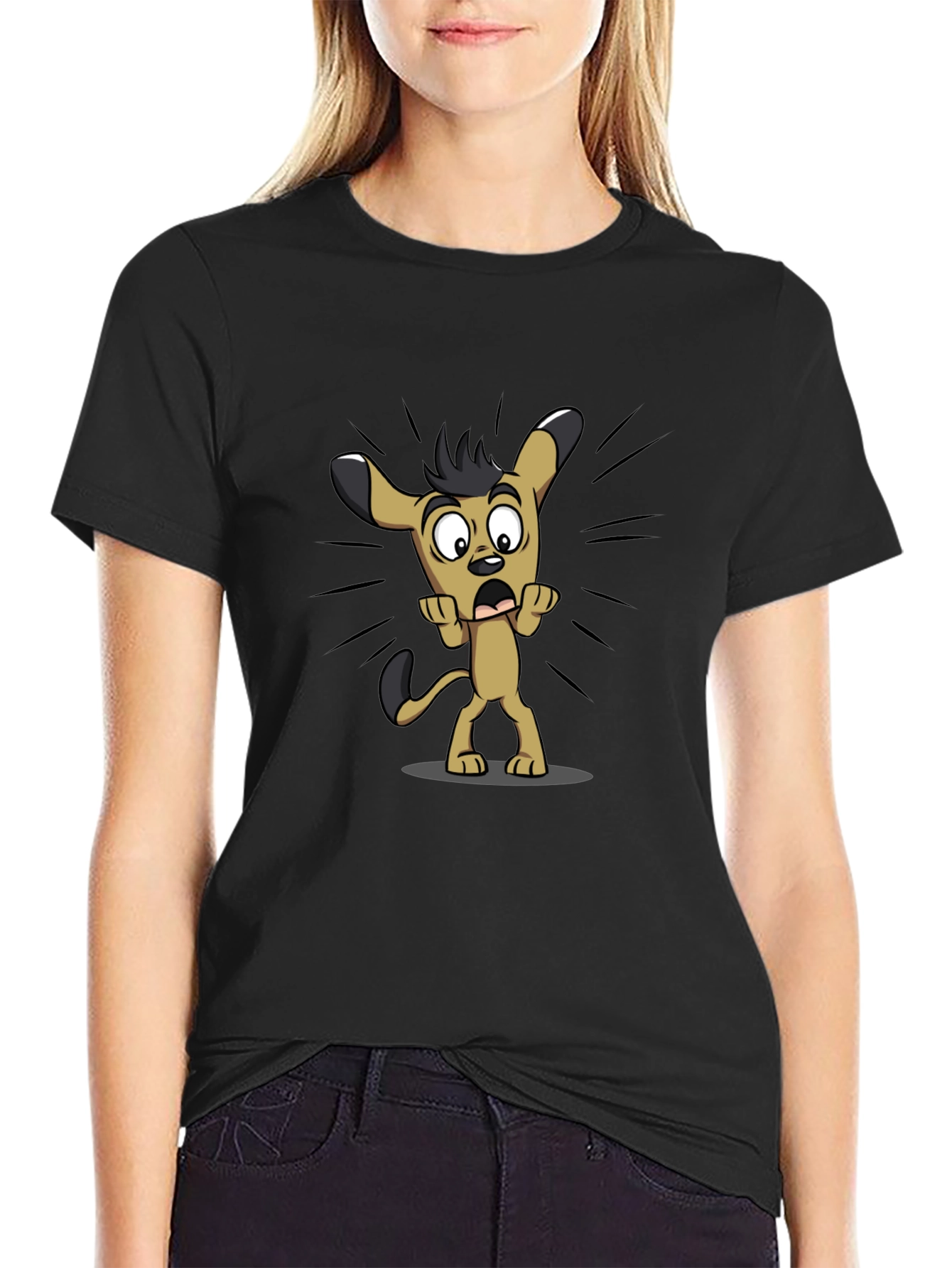Cartoon Dog Black T-Shirt