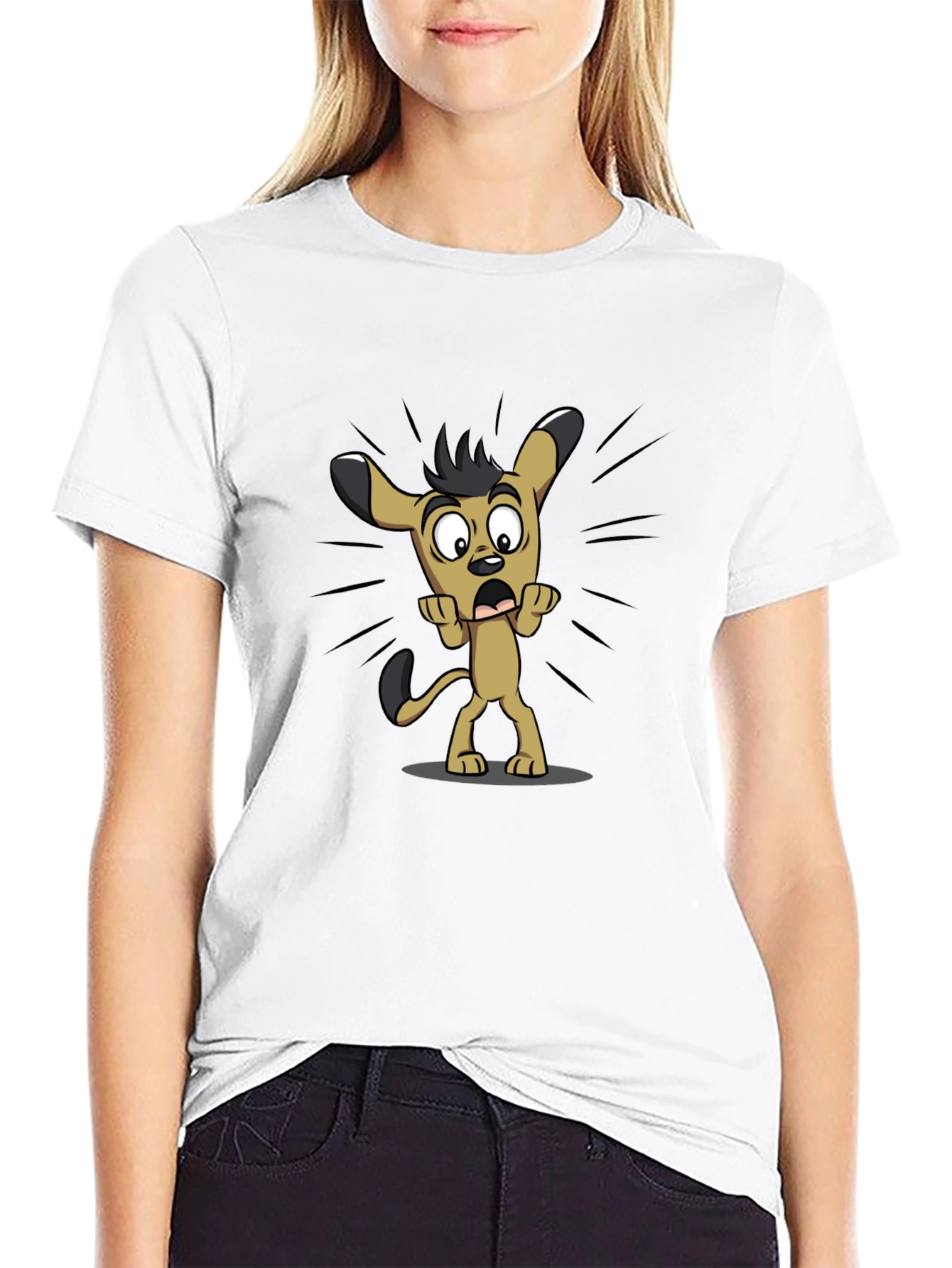 Cartoon Dog Black T-Shirt