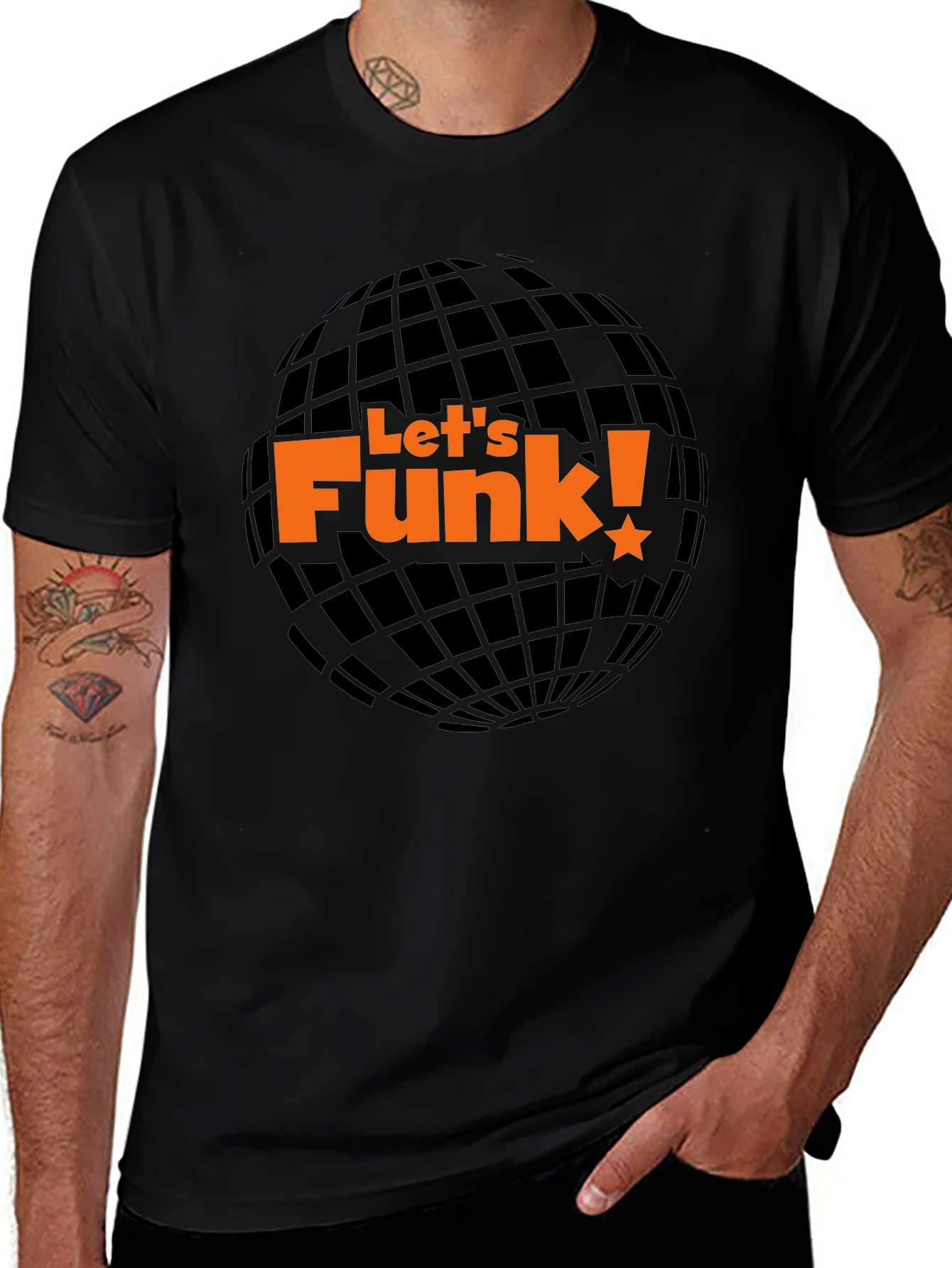 Lets Funk! Graphic Print Black T-Shirt