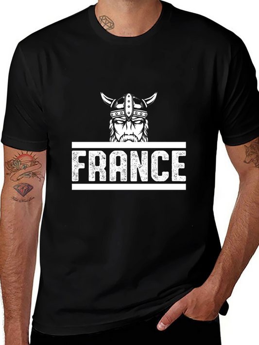 France Viking Graphic Tee - Black Cotton T-Shirt