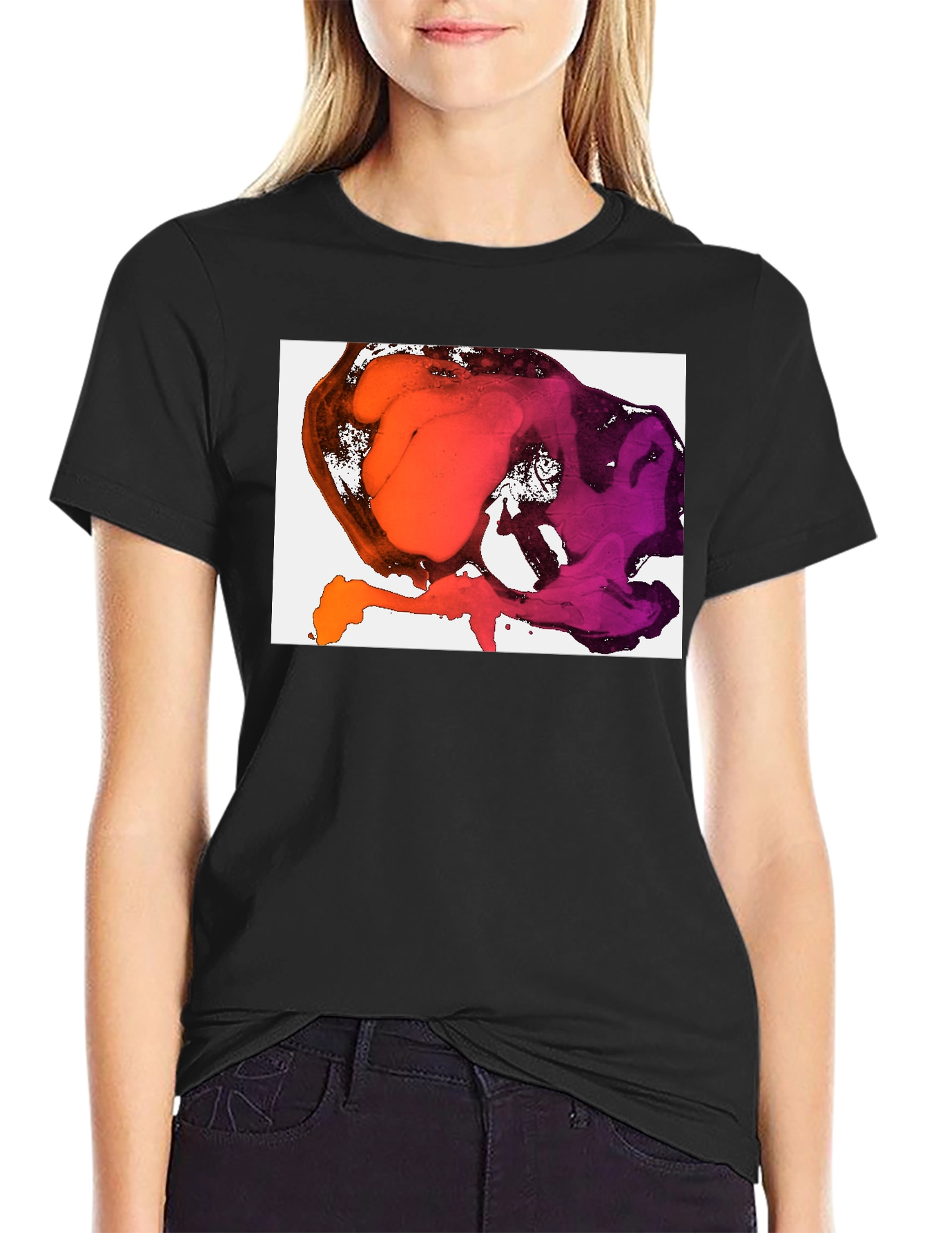 Abstract Ink Blot Graphic Tee - Stylish Black T-Shirt