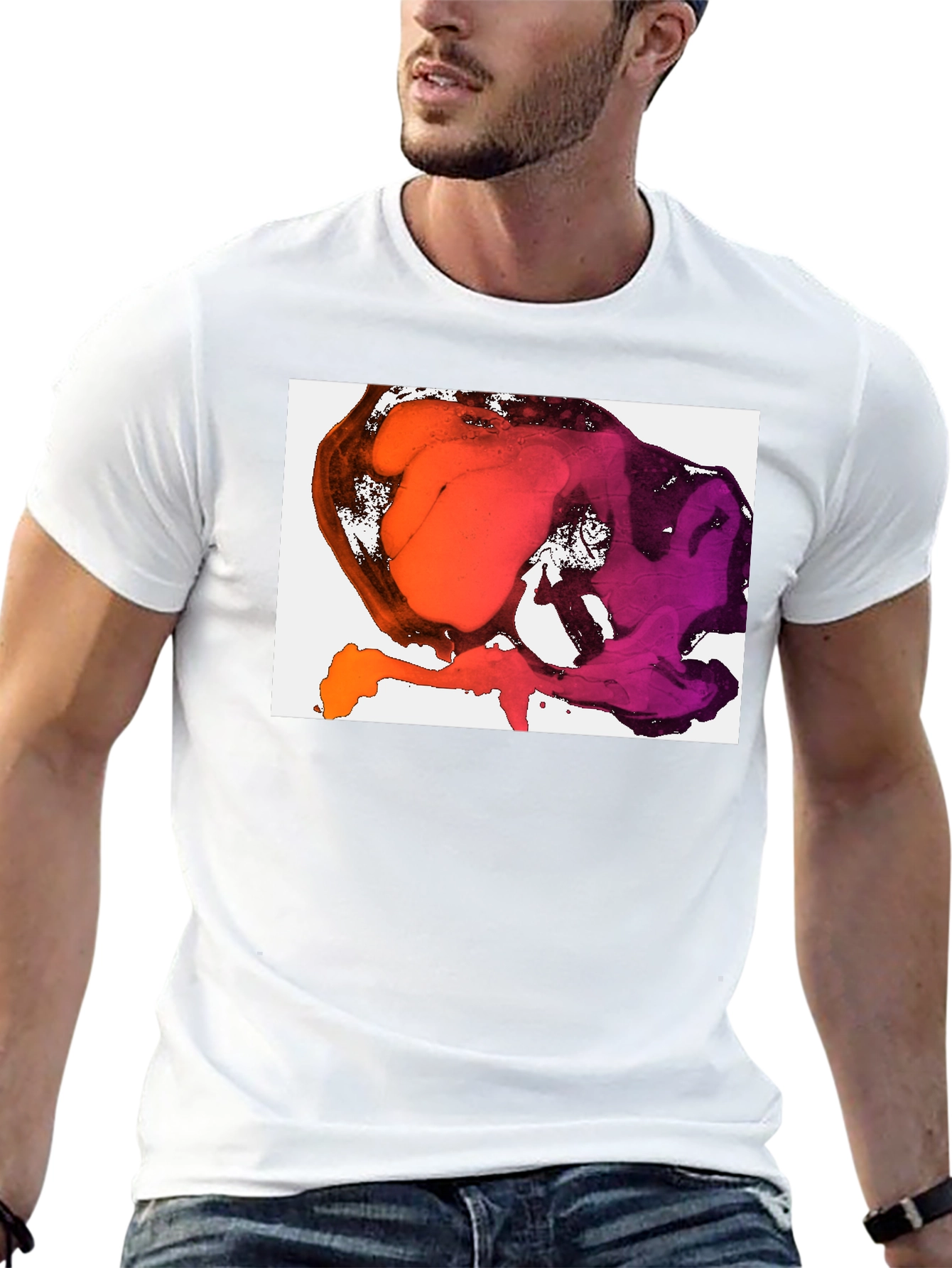 Abstract Ink Blot Graphic Tee - Stylish Black T-Shirt