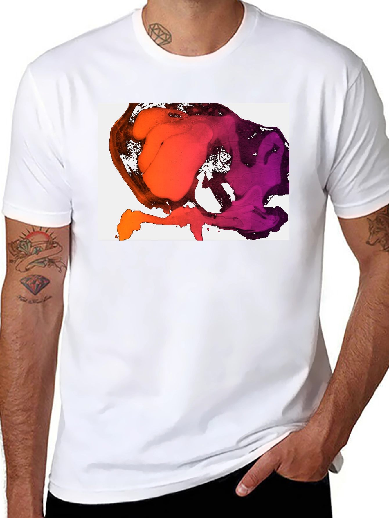 Abstract Ink Blot Graphic Tee - Stylish Black T-Shirt
