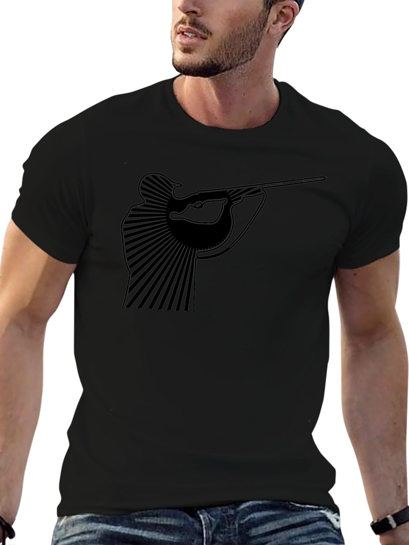 Hunter Graphic Tee - Mens Black Cotton T-Shirt
