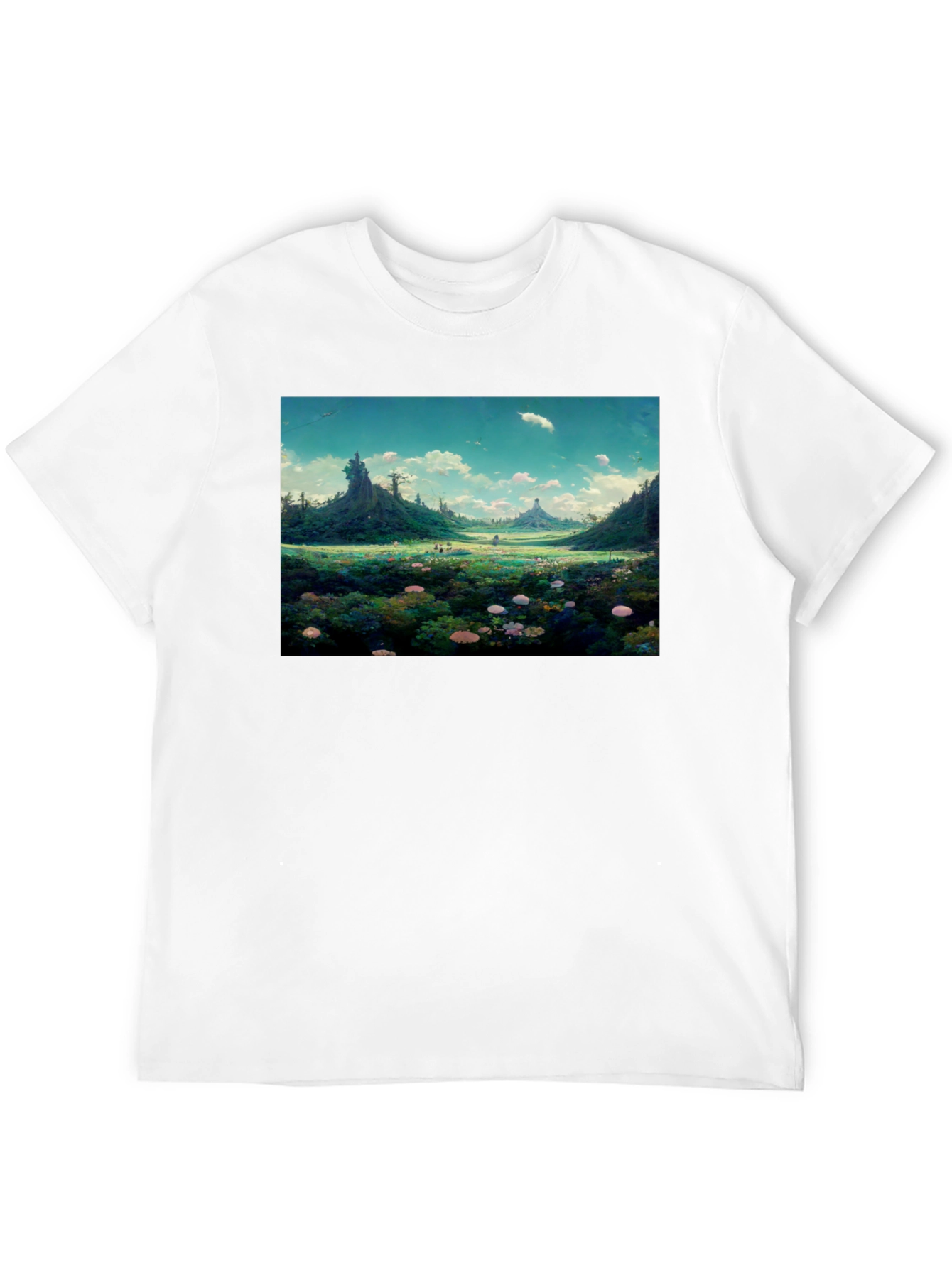Whimsical Landscape Graphic Tee - Nature Lovers Shirt