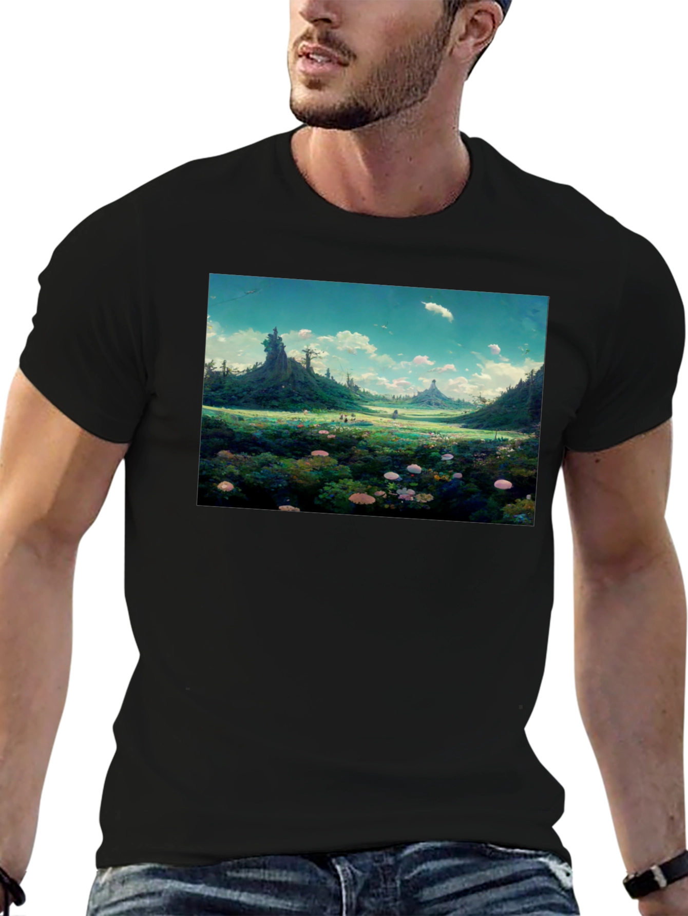 Whimsical Landscape Graphic Tee - Nature Lovers Shirt