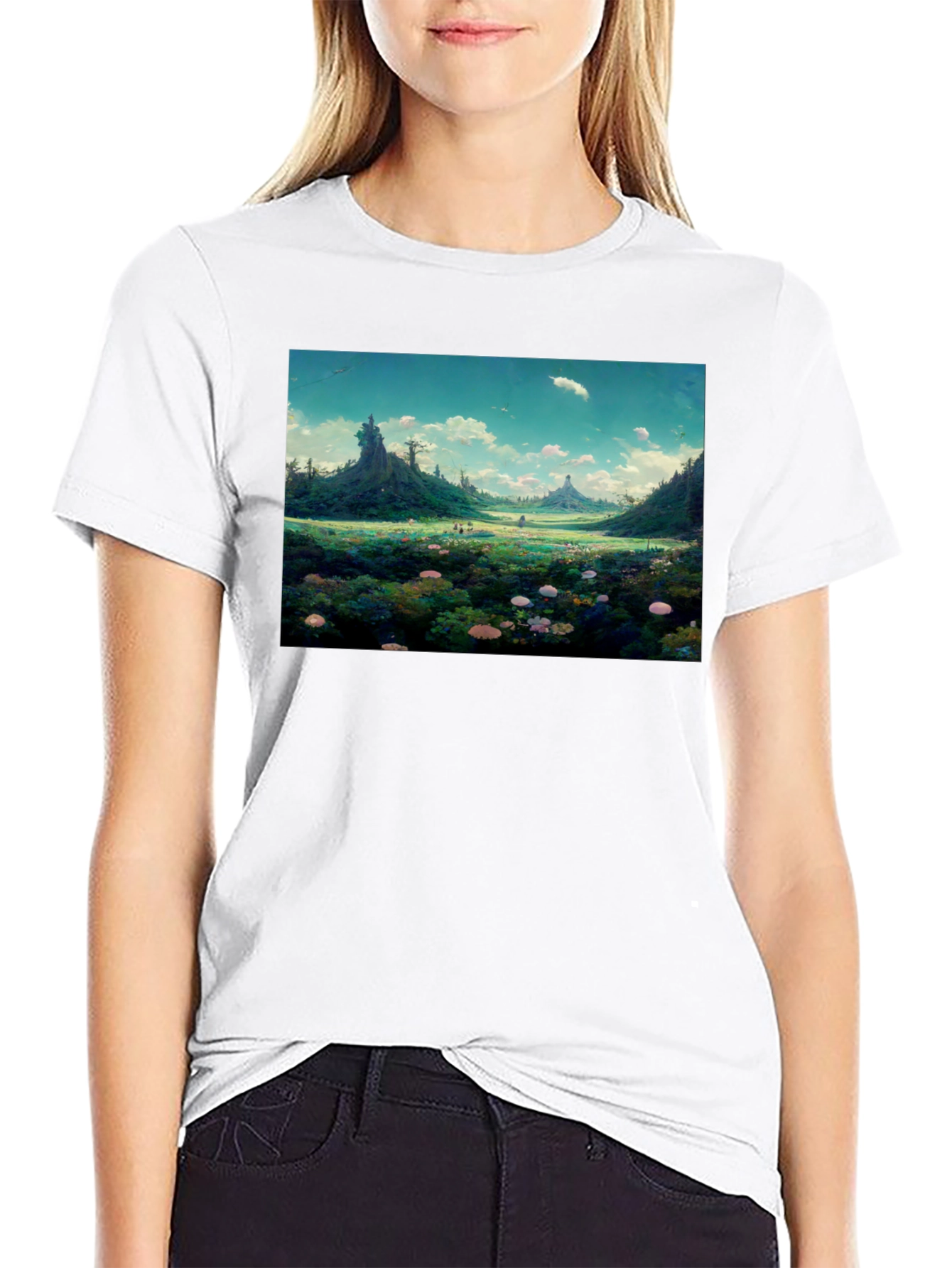 Whimsical Landscape Graphic Tee - Nature Lovers Shirt