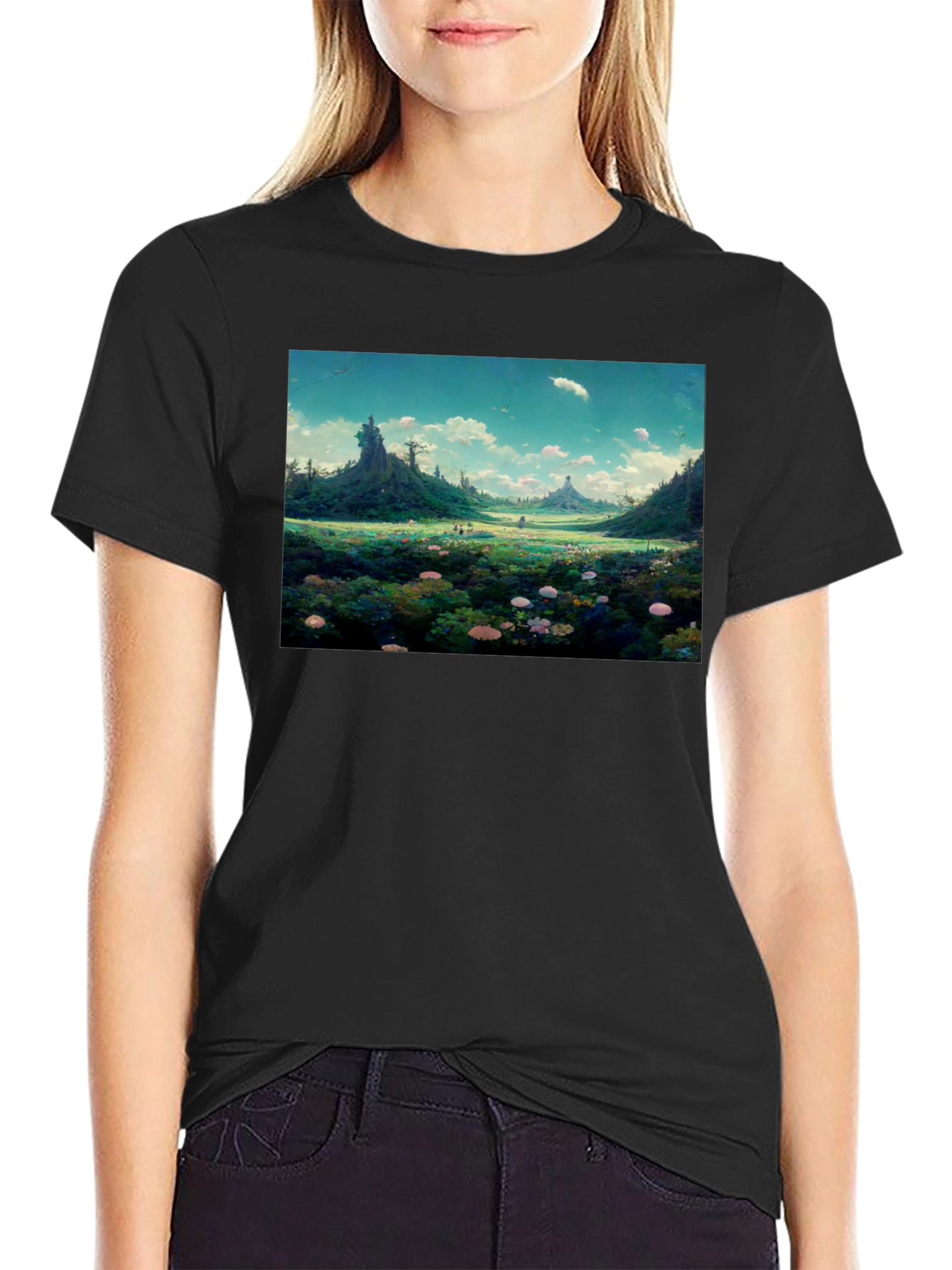 Whimsical Landscape Graphic Tee - Nature Lovers Shirt