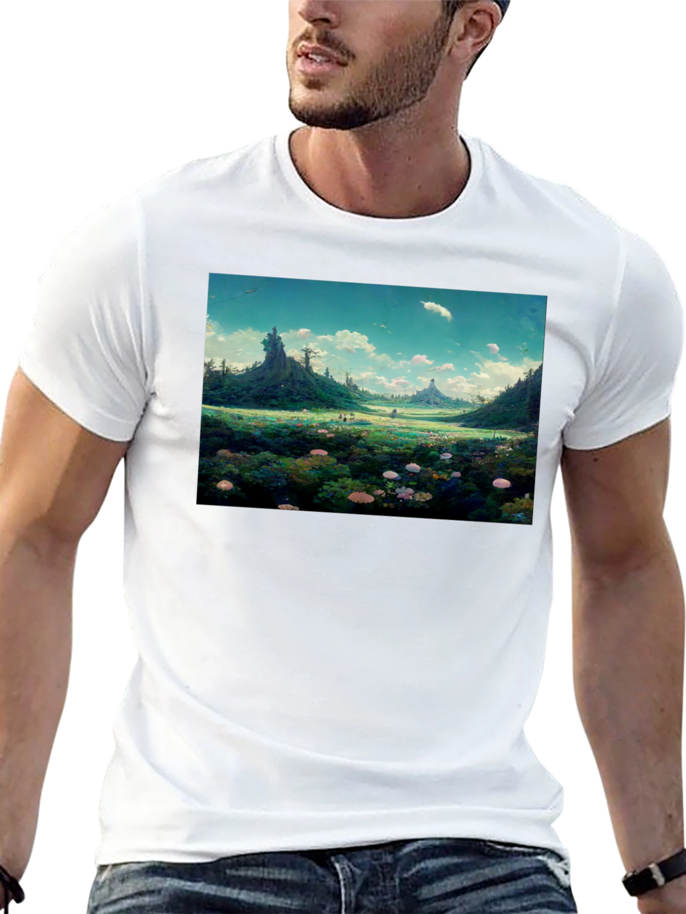 Whimsical Landscape Graphic Tee - Nature Lovers Shirt