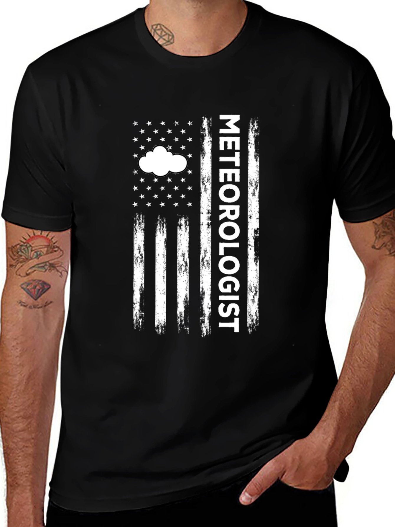 Meteorologist American Flag Style Graphic T-Shirt