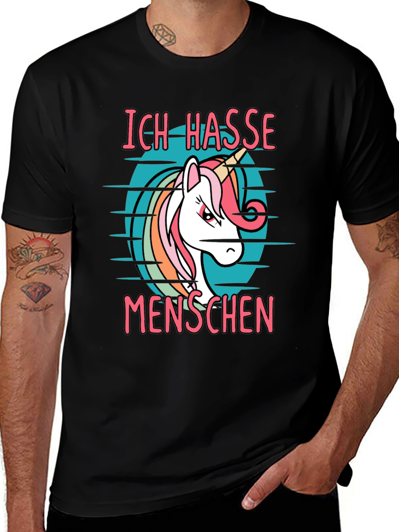 Ich Hasse Menschen Unicorn Graphic T-Shirt