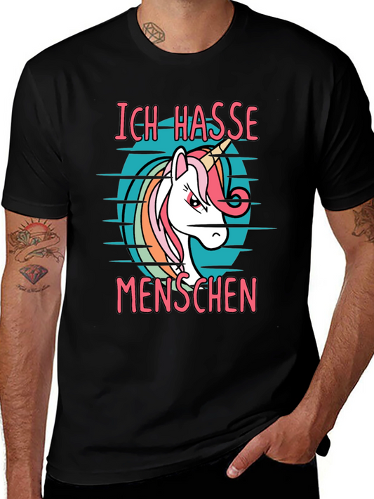 Ich Hasse Menschen Unicorn Graphic T-Shirt