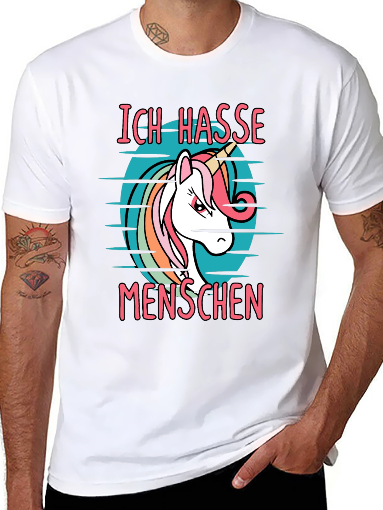 Ich Hasse Menschen Unicorn Graphic T-Shirt