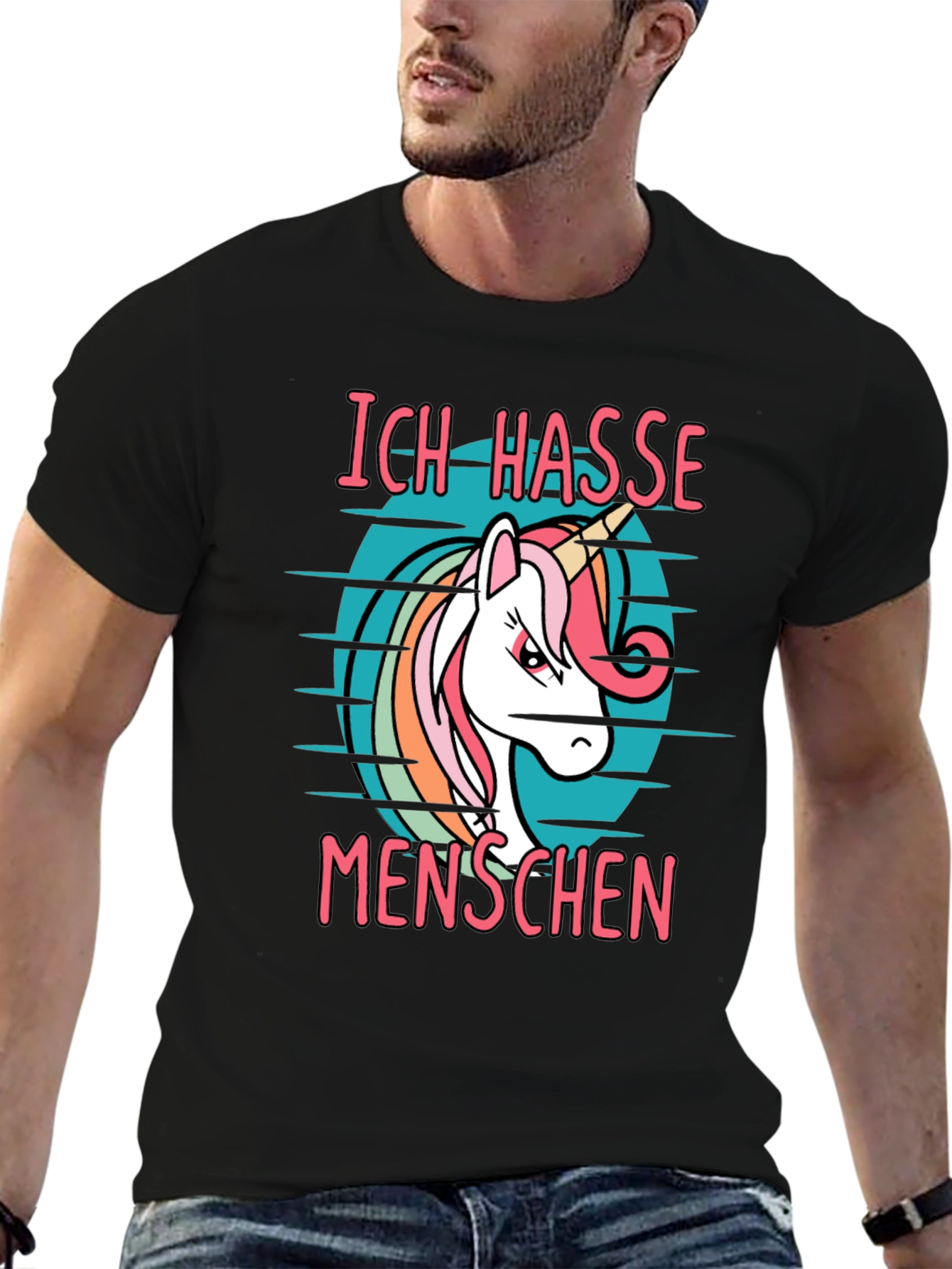 Ich Hasse Menschen Unicorn Graphic T-Shirt