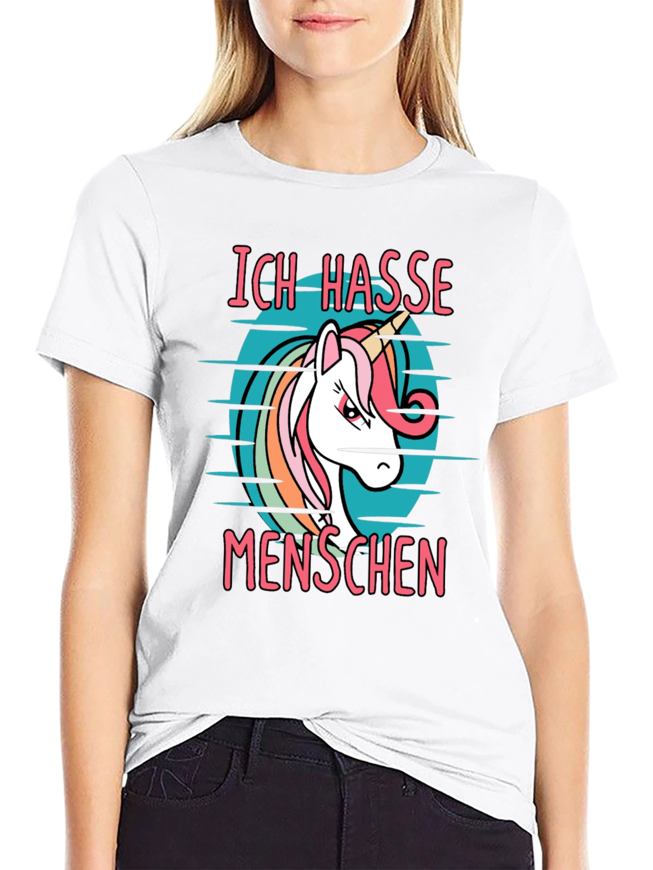 Ich Hasse Menschen Unicorn Graphic T-Shirt