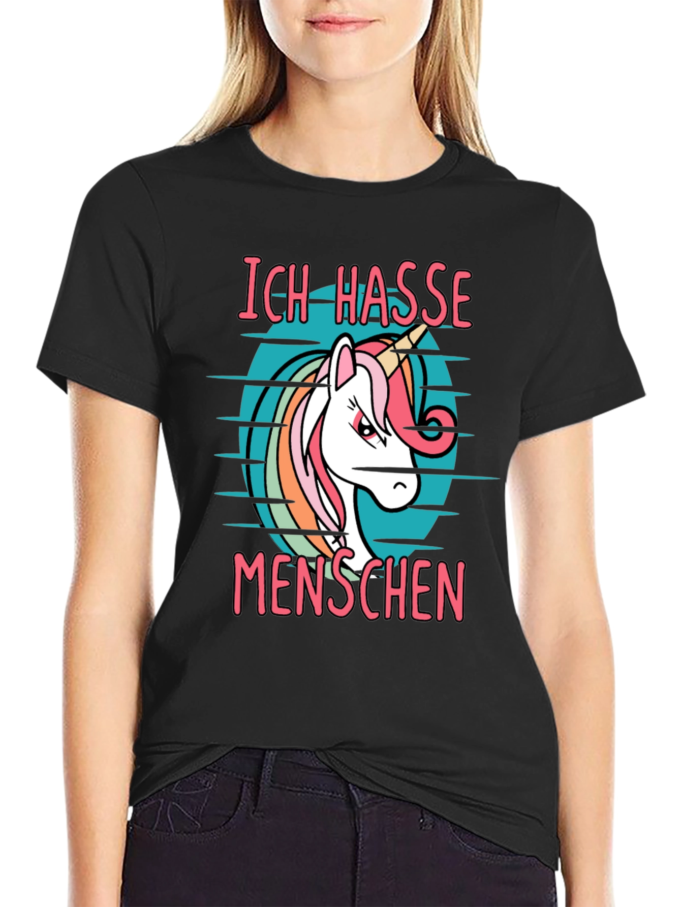 Ich Hasse Menschen Unicorn Graphic T-Shirt