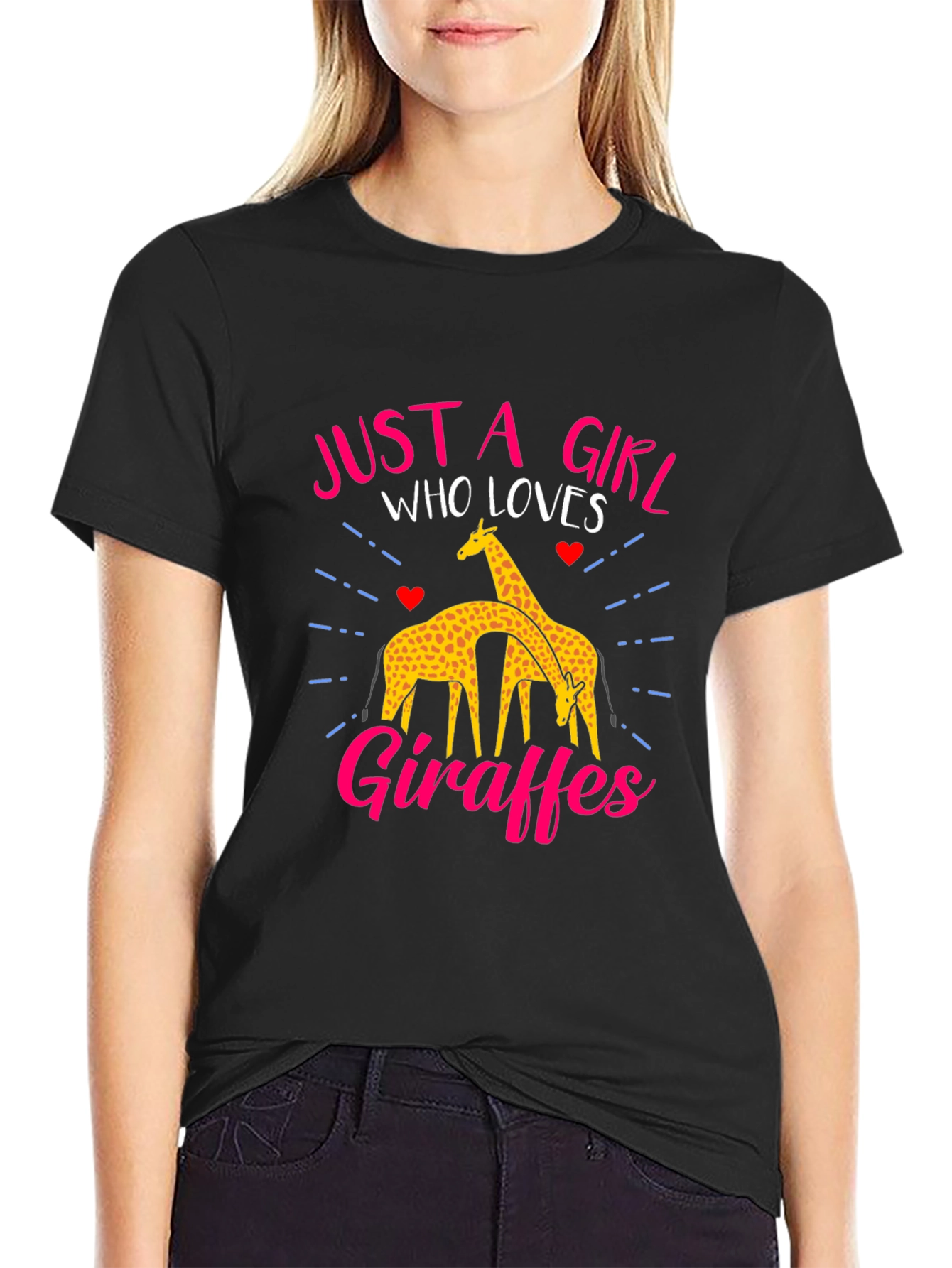 Just a Girl Who Loves Giraffes Black T-Shirt