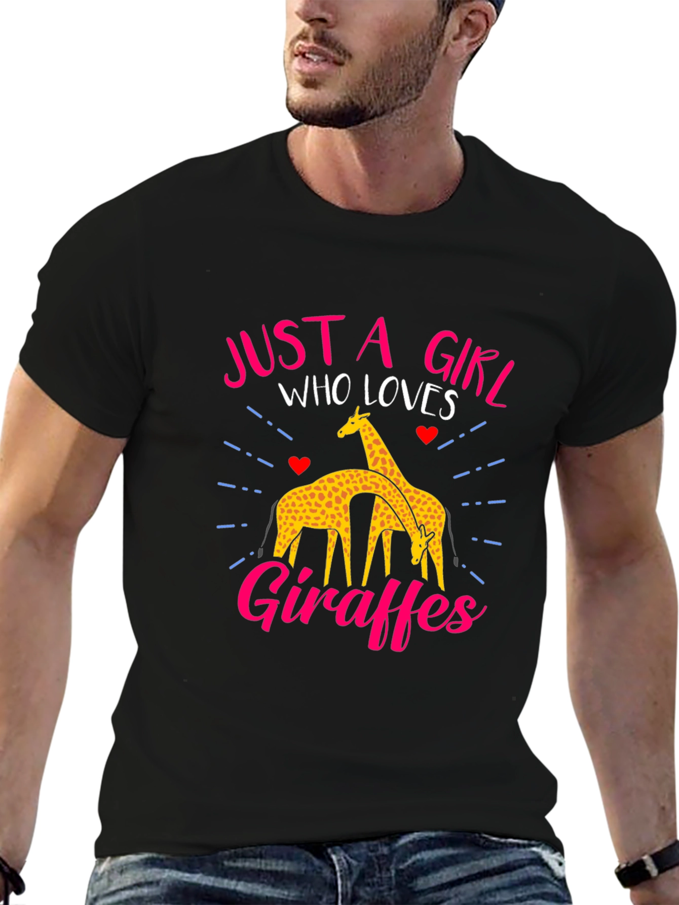 Just a Girl Who Loves Giraffes Black T-Shirt