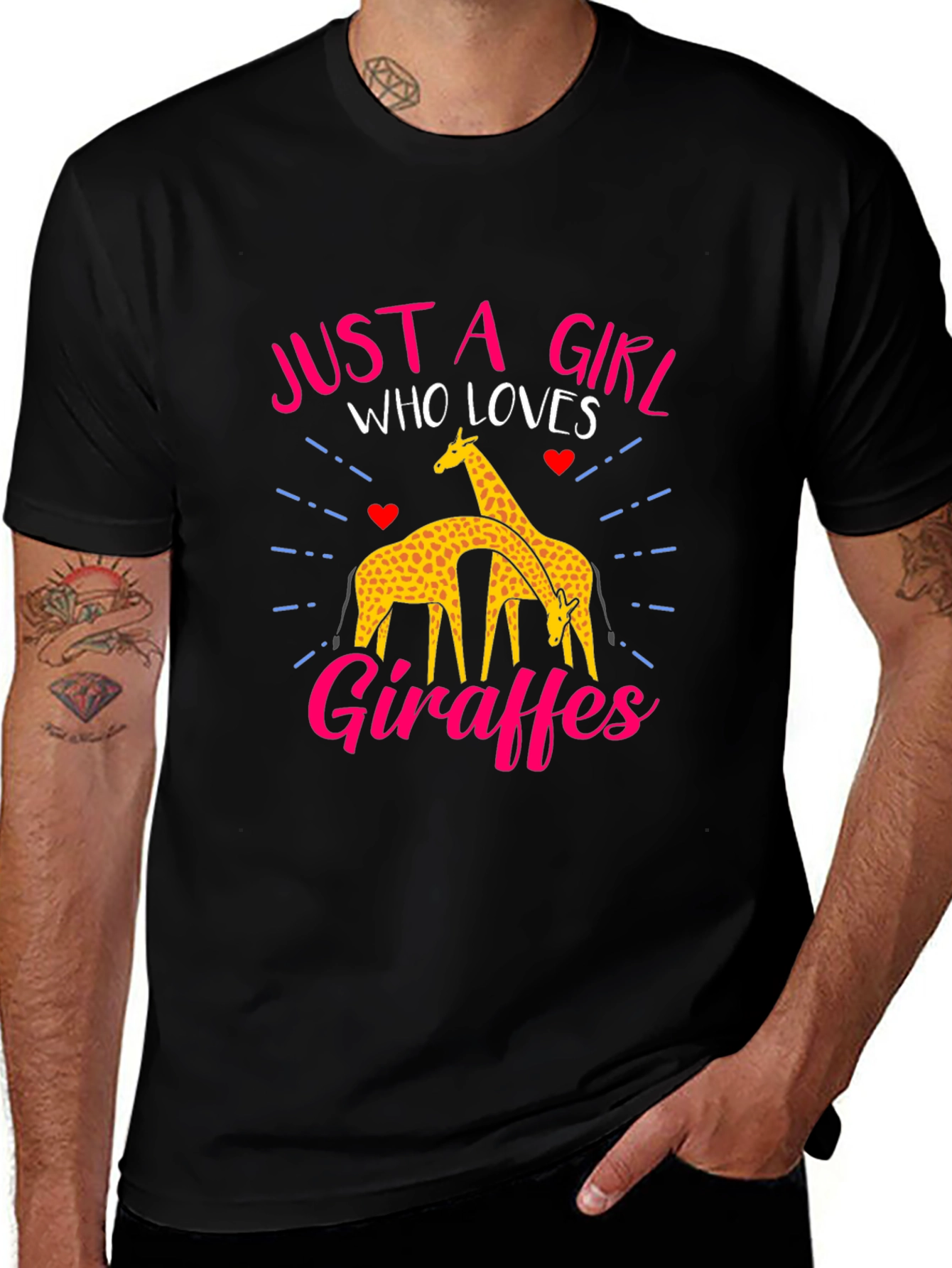 Just a Girl Who Loves Giraffes Black T-Shirt