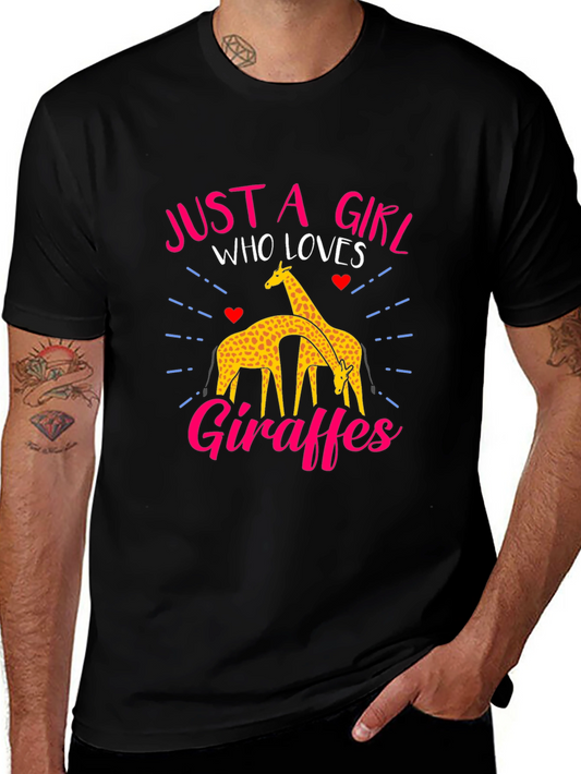Just a Girl Who Loves Giraffes Black T-Shirt