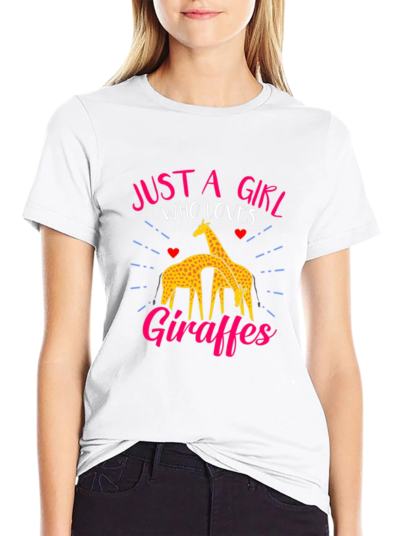 Just a Girl Who Loves Giraffes Black T-Shirt
