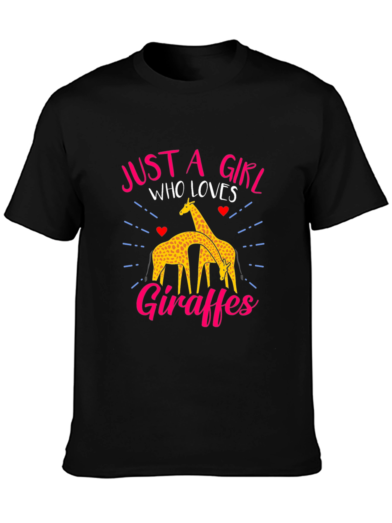Just a Girl Who Loves Giraffes Black T-Shirt