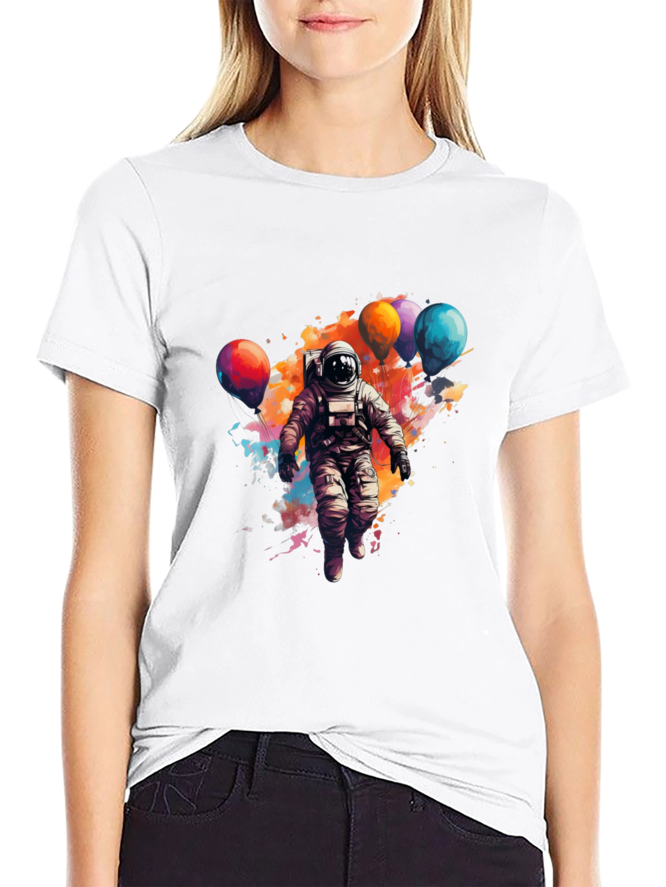 Astronaut with Balloons Graphic Print Tee