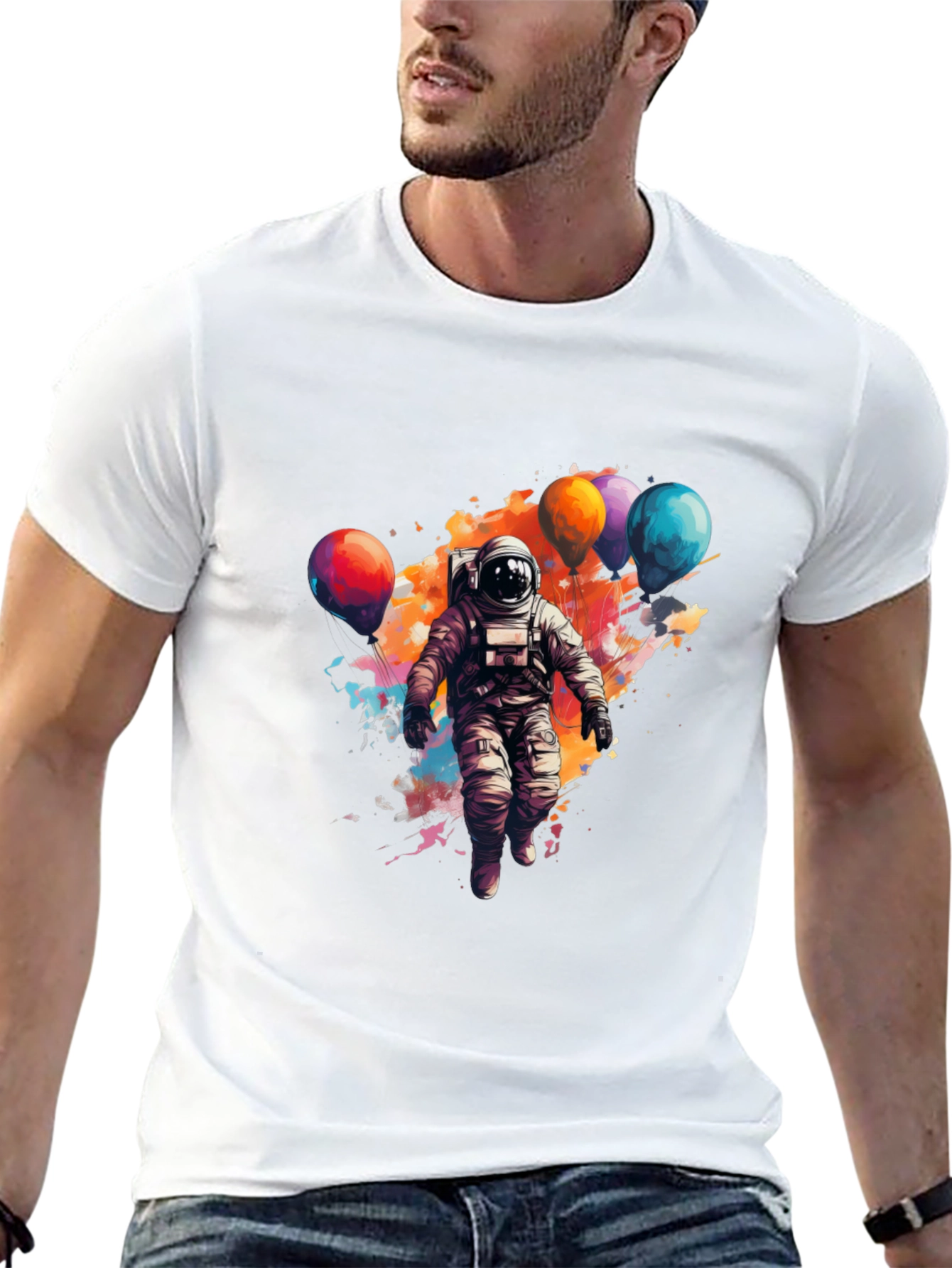 Astronaut with Balloons Graphic Print Tee