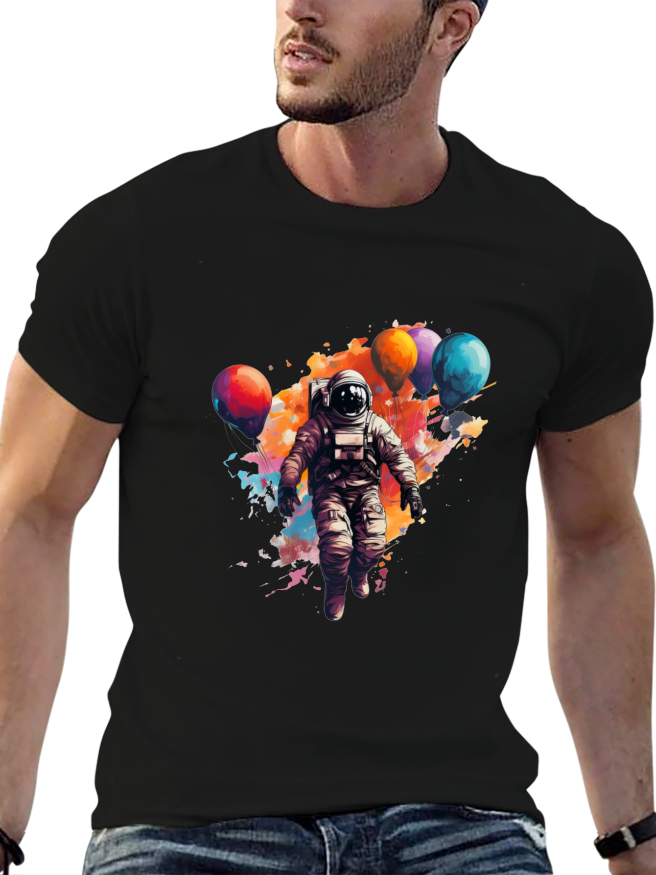 Astronaut with Balloons Graphic Print Tee