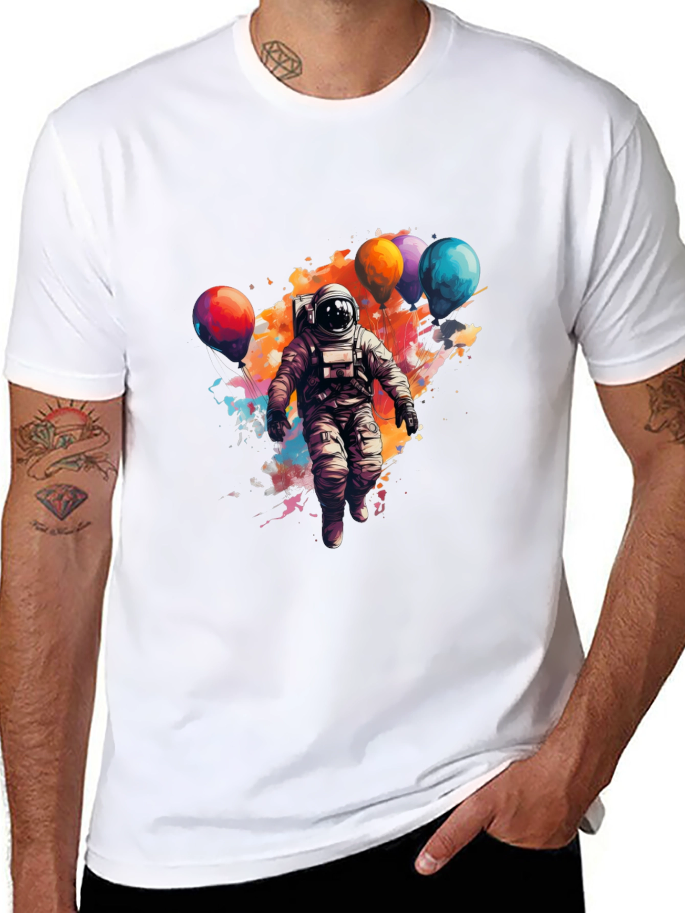 Astronaut with Balloons Graphic Print Tee