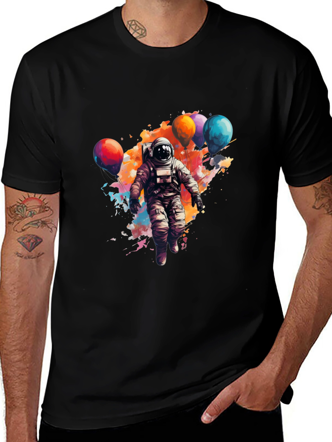 Astronaut with Balloons Graphic Print Tee