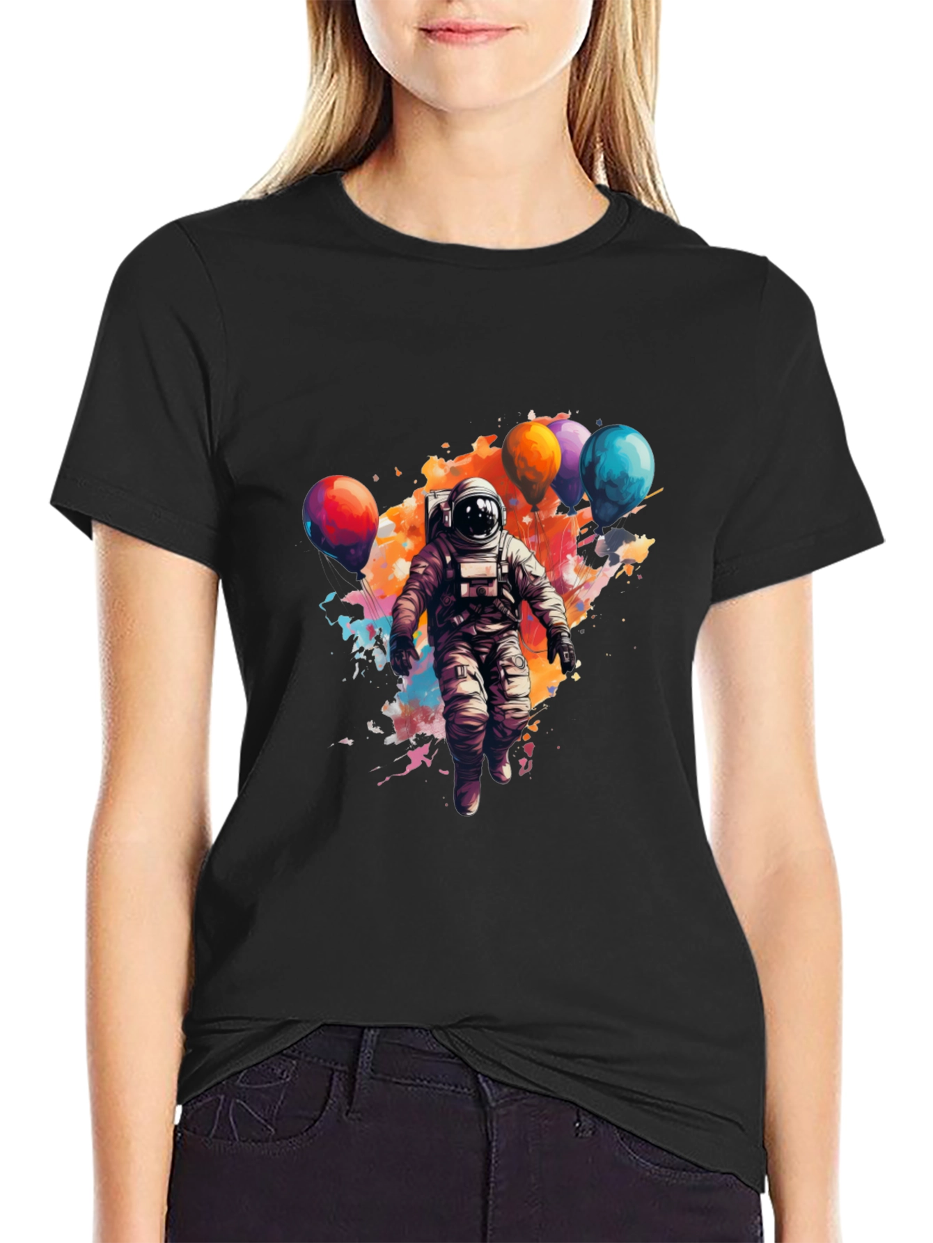 Astronaut with Balloons Graphic Print Tee