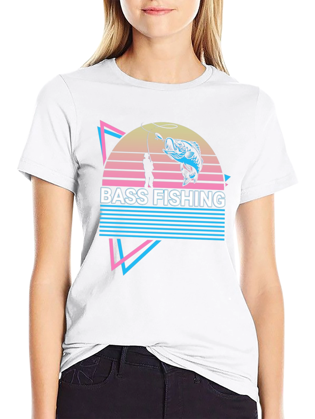 Bass Fishing Retro Graphic Tee - Black