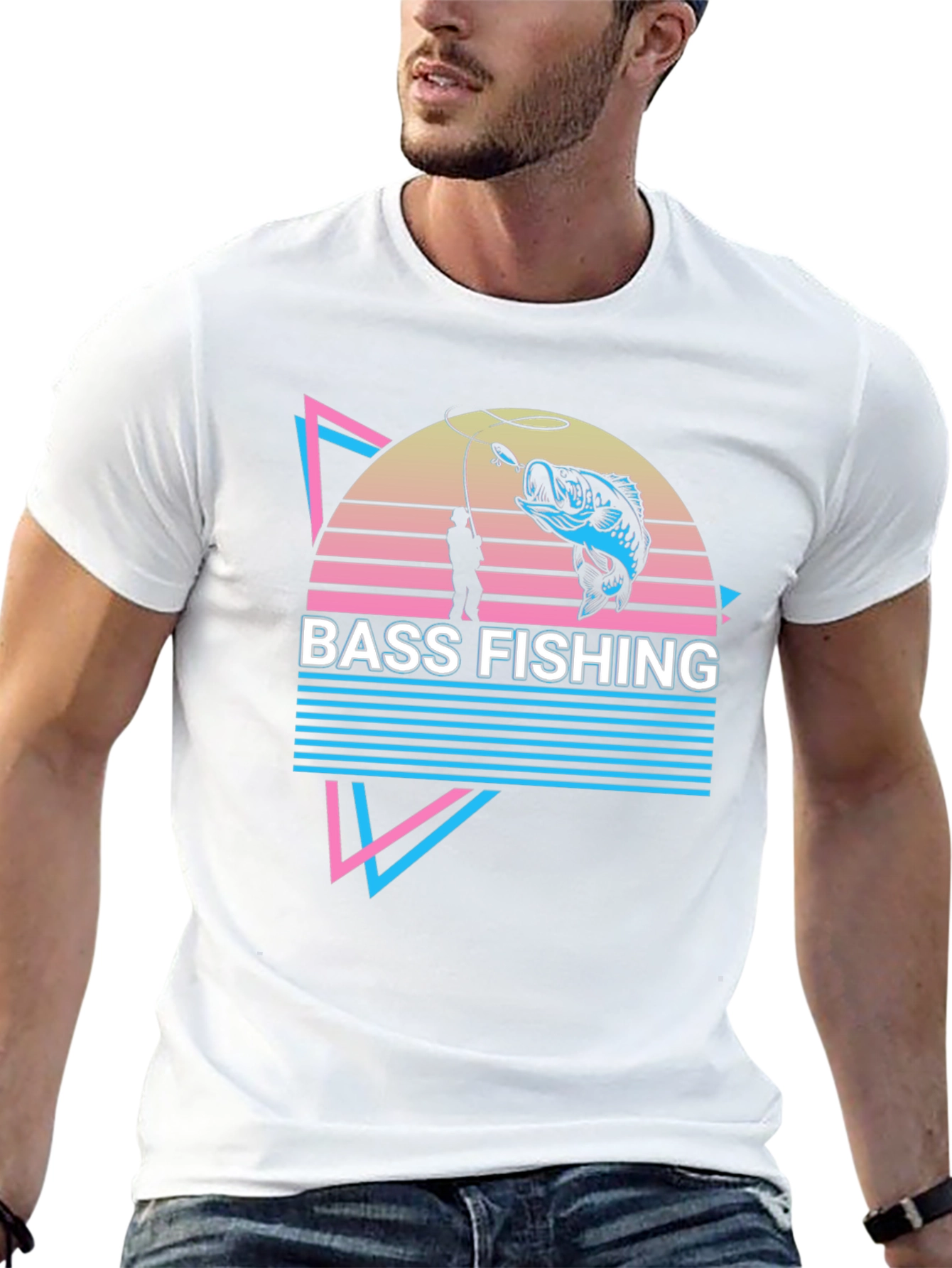 Bass Fishing Retro Graphic Tee - Black