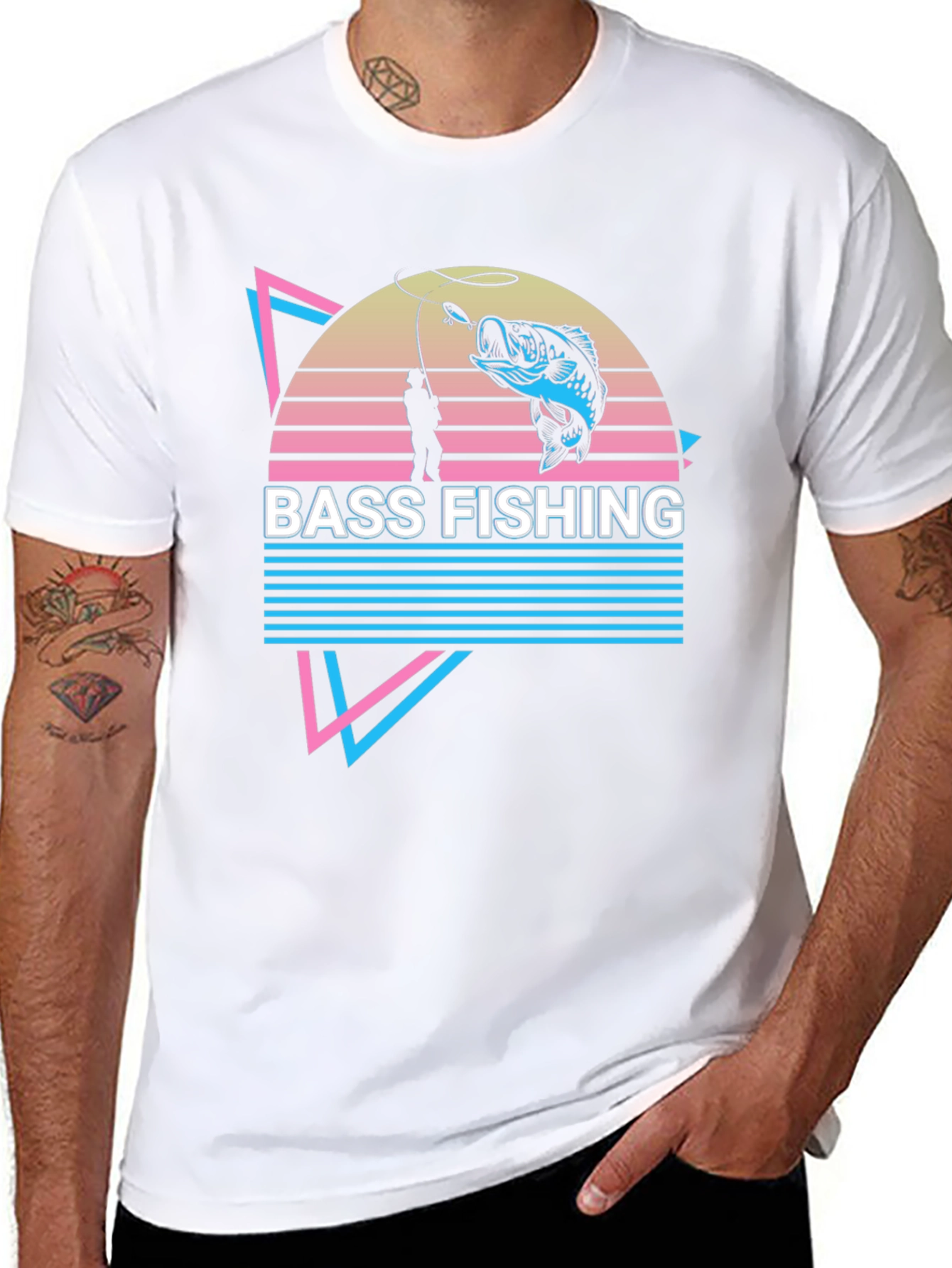 Bass Fishing Retro Graphic Tee - Black