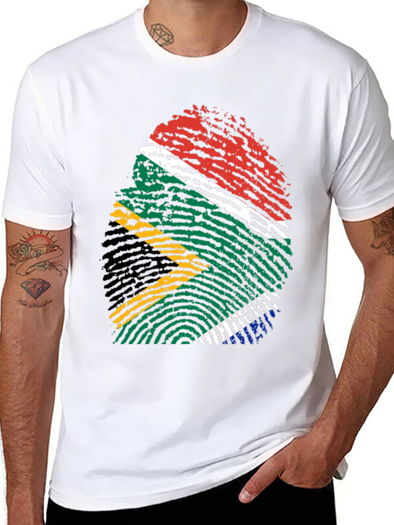 South Africa Flag Fingerprint T-Shirt