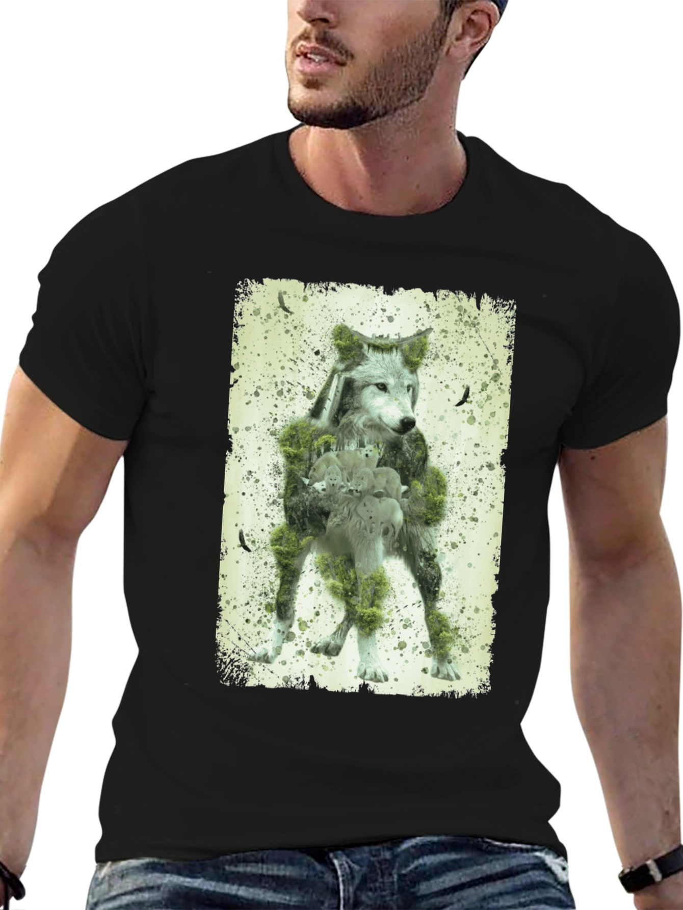 Wolf Forest Graphic T-Shirt - Nature Design Tee