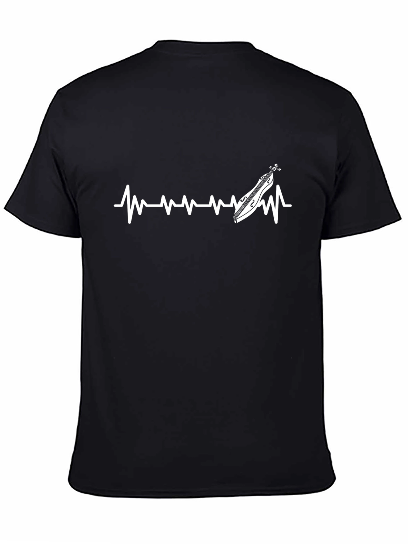 Dulcimer Heartbeat Graphic Tee - Black Cotton T-Shirt