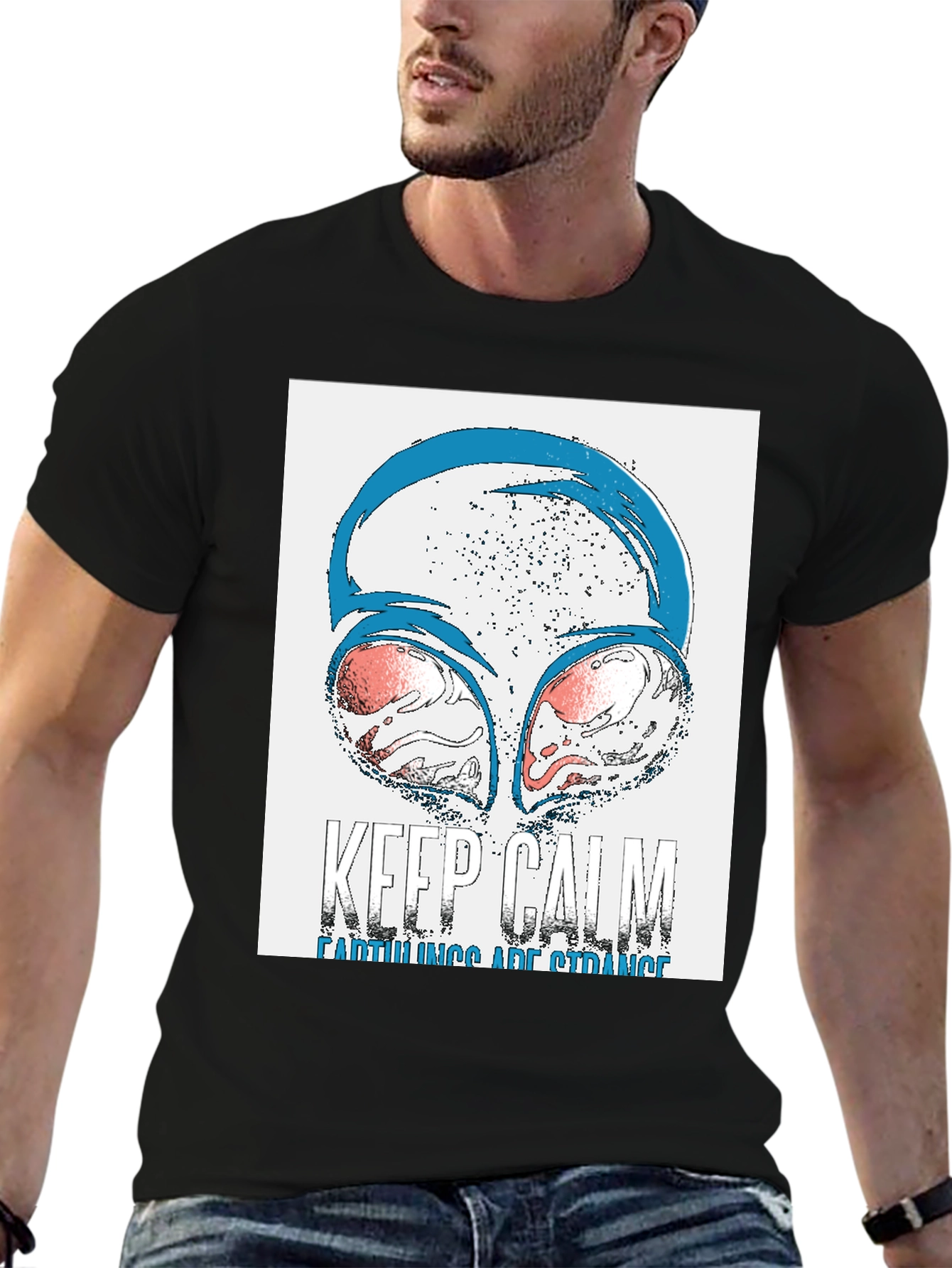 Keep Calm Earthlings Are Strange Alien Graphic Tee